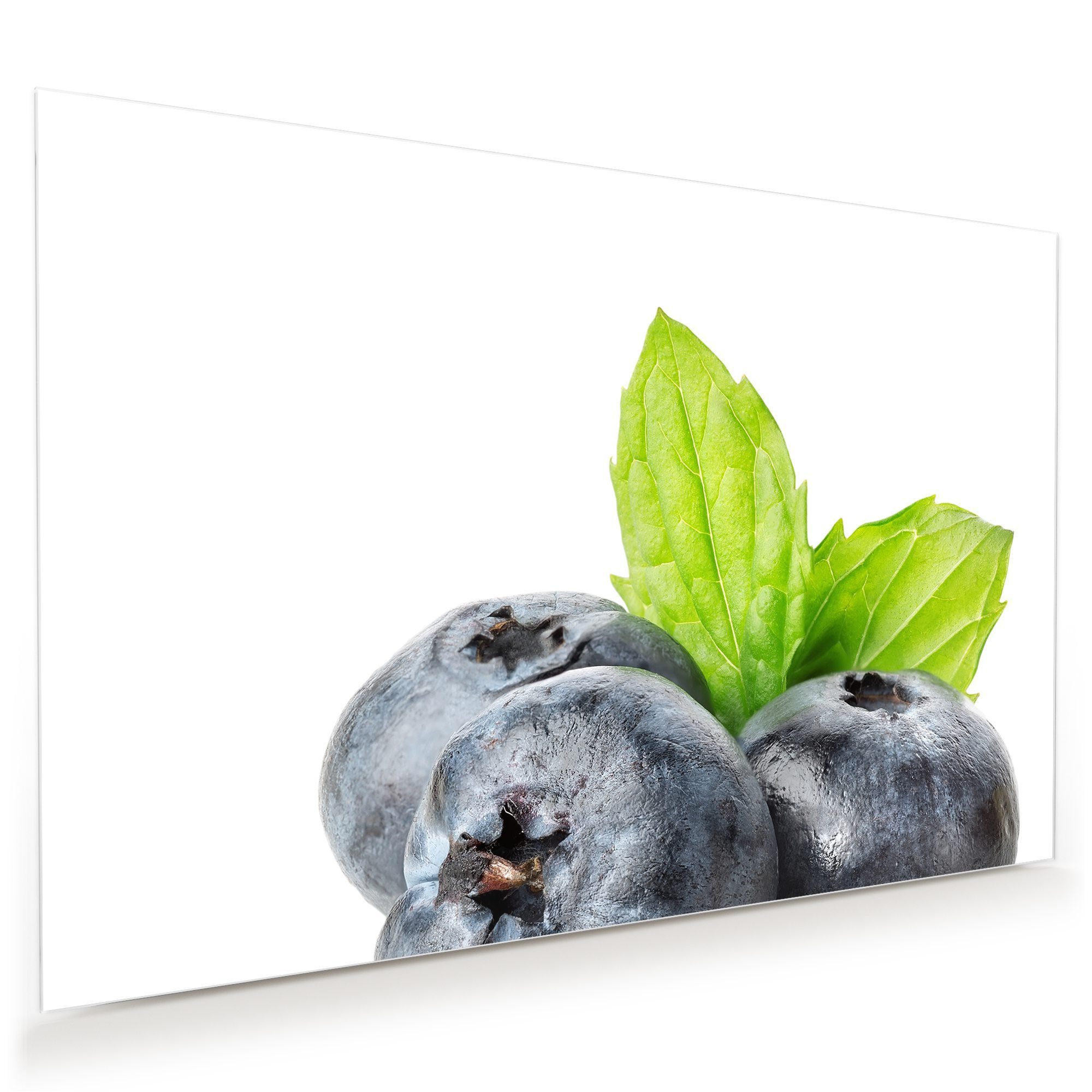 Primedeco Glasbild Wandbild Heidelbeeren und Blätter mit Aufhängung