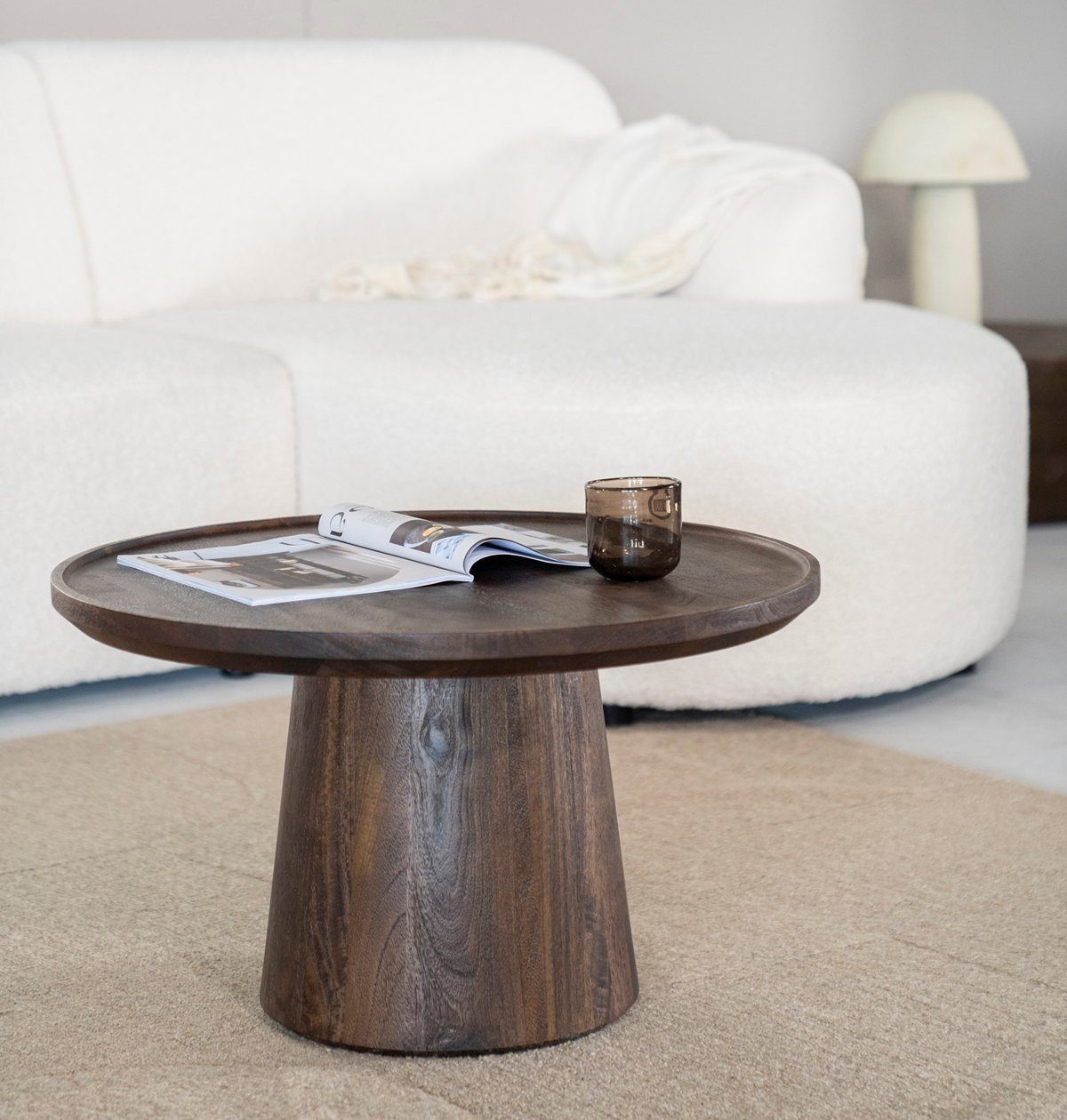 Maison ESTO Couchtisch MARON rund Ø 66 cm Mango Holz Wohnzimmertisch günstig online kaufen