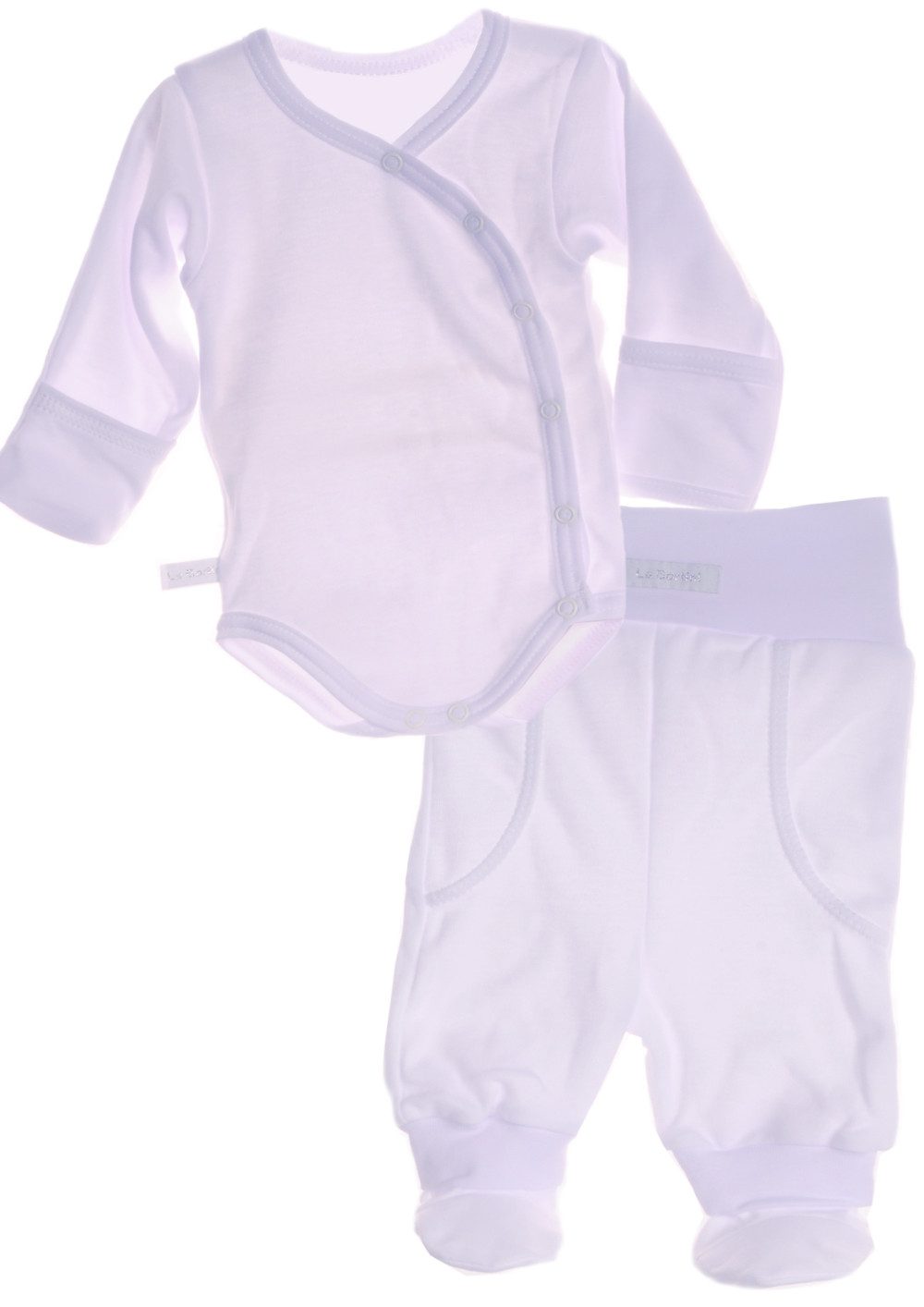 La Bortini Body & Hose Wickelbody Hose Baby Anzug in Weiß 2tlg Set Body aus reiner Baumwolle, 44 50 56 62 68 74 80 86