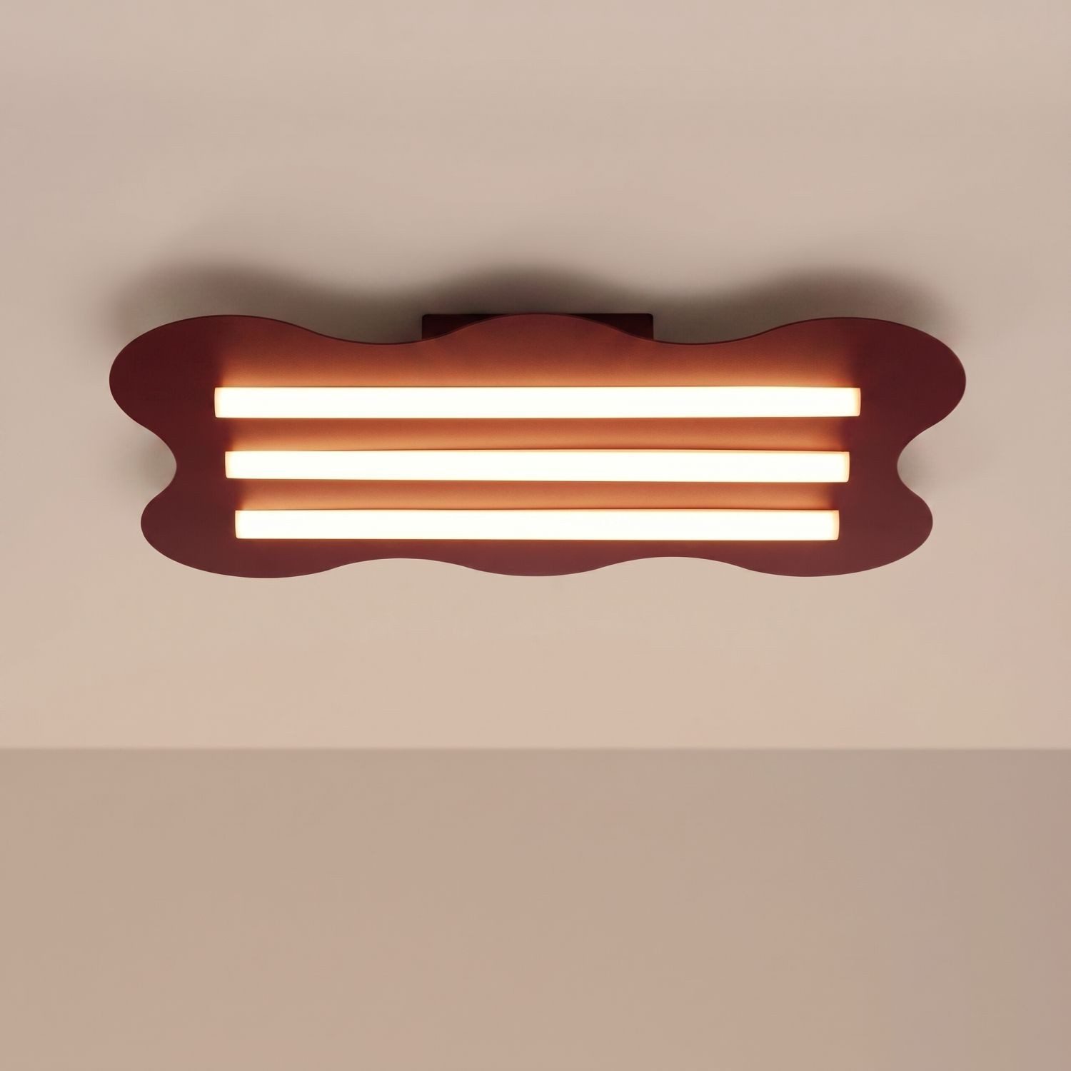 Licht-Erlebnisse Deckenleuchte LENZ, ohne Leuchtmittel, Metall Burgund 3-flammig Modern