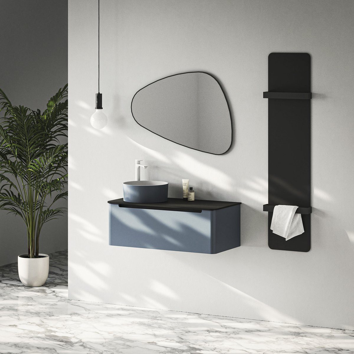 Sapho Waschtisch THIN Waschbecken für Arbeitsplatte Ø38 cm, Siena/Weiß matt, Sapho-WN548-42