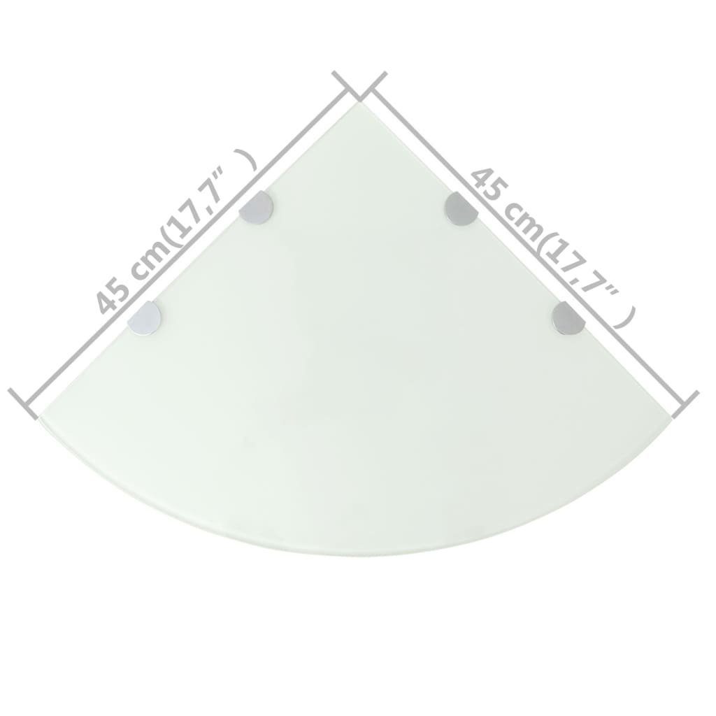 Wandregal Eckregale Stk. Weiß furnicato mit verchromten Halterungen 2 45x45cm Glas