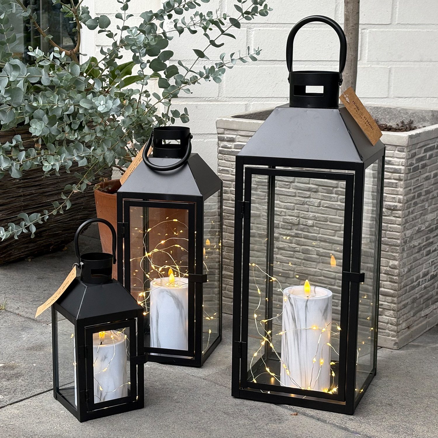 Mojawo Laterne 3er Gartenlaternen Laternen Metall Windlicht Schwarz H23/39/ günstig online kaufen