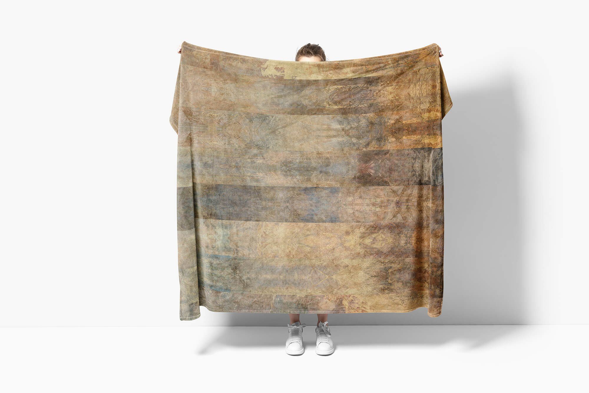 Strandhandtuch (1-St), Struktur Schönes Saunatuch Sinus Art Handtuch Handtuch Handtücher Fotomotiv Muster, Kuscheldecke mit Baumwolle-Polyester-Mix