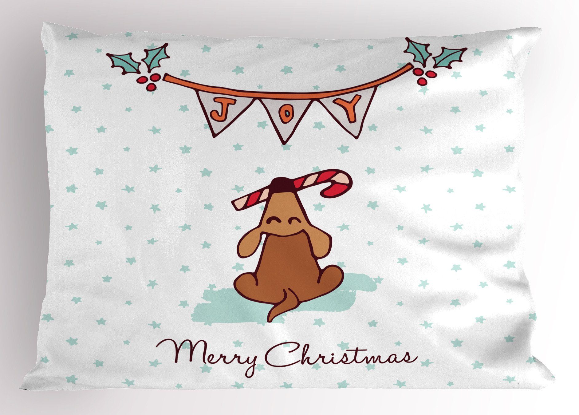 Kissenbezüge Dekorativer Standard King Size Gedruckter Kissenbezug, Abakuhaus (1 Stück), Weihnachten Hund mit Weihnachtszuckerstange
