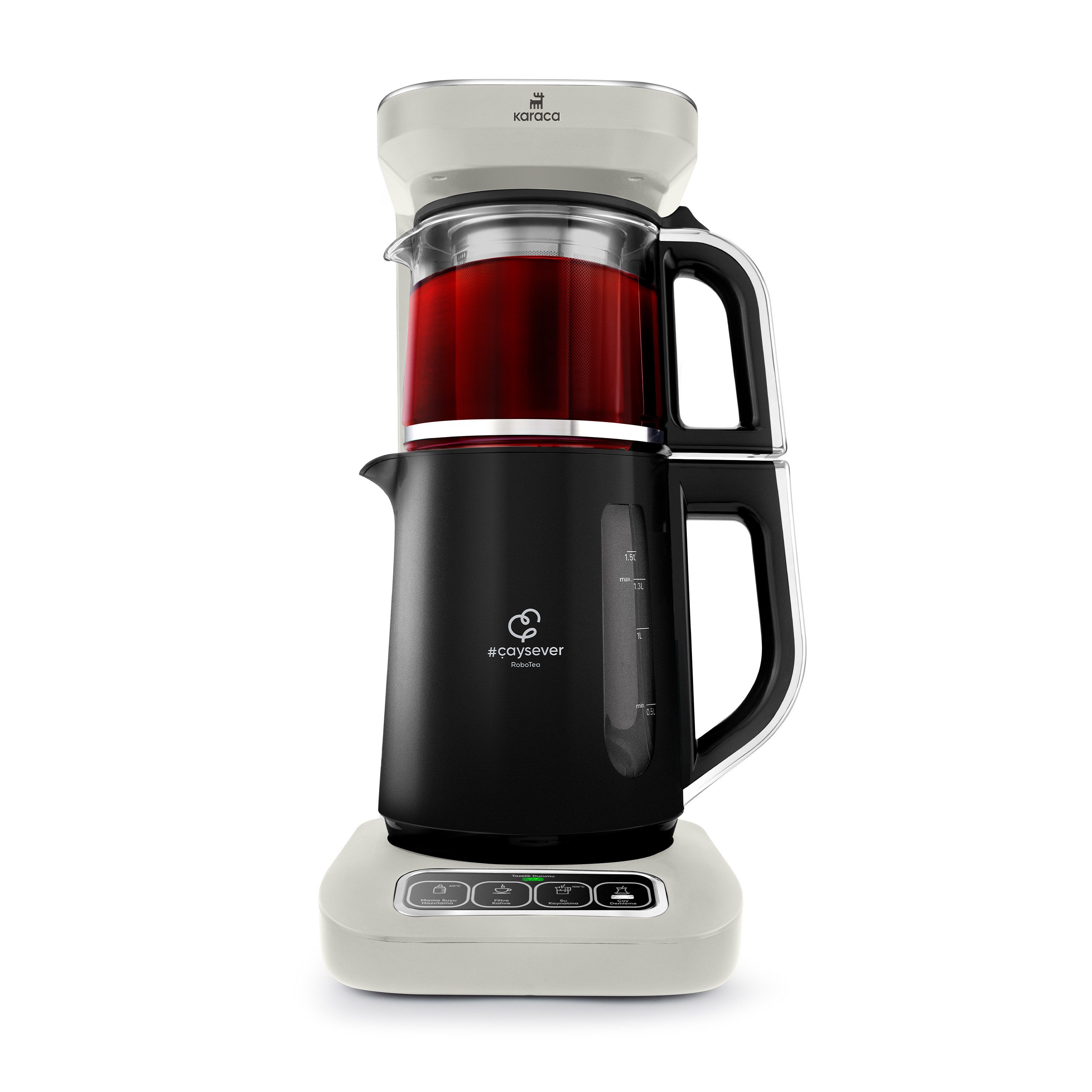 Karaca Wasserkocher Karaca Caysever Robotea Pro 4in1 Teekocher + Kaffeemaschine, Starlight, 2500 W