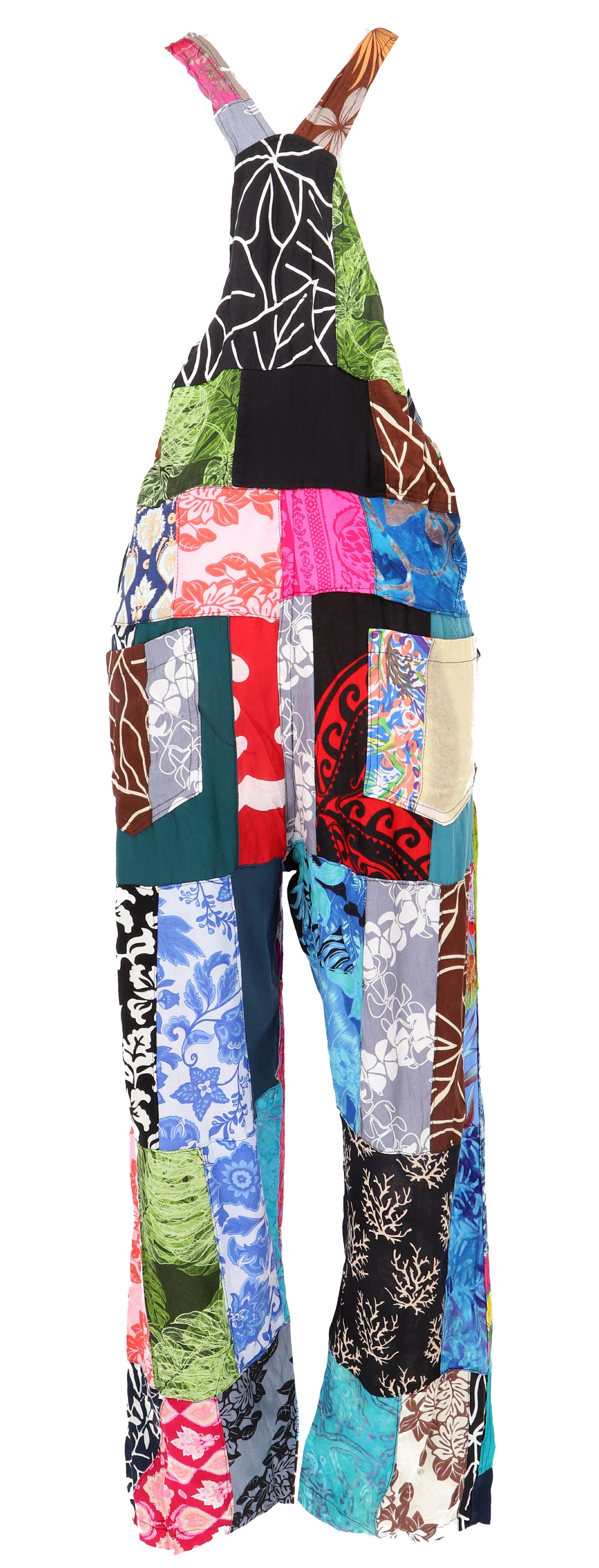 Guru-Shop Relaxhose Patchwork upcycling Latzhose, Unisex Boho.. Ethno Style, alternative Bekleidung