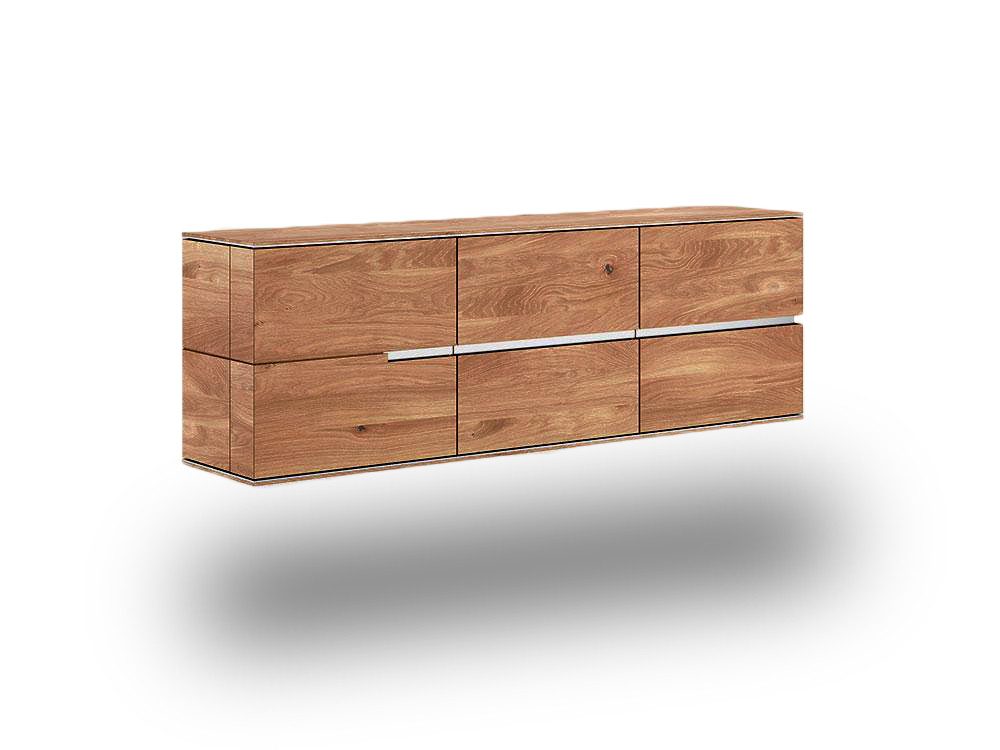 Natur24 Sideboard Hängesideboard Sideboard 181x60x42 Griffleiste rechts Asteiche