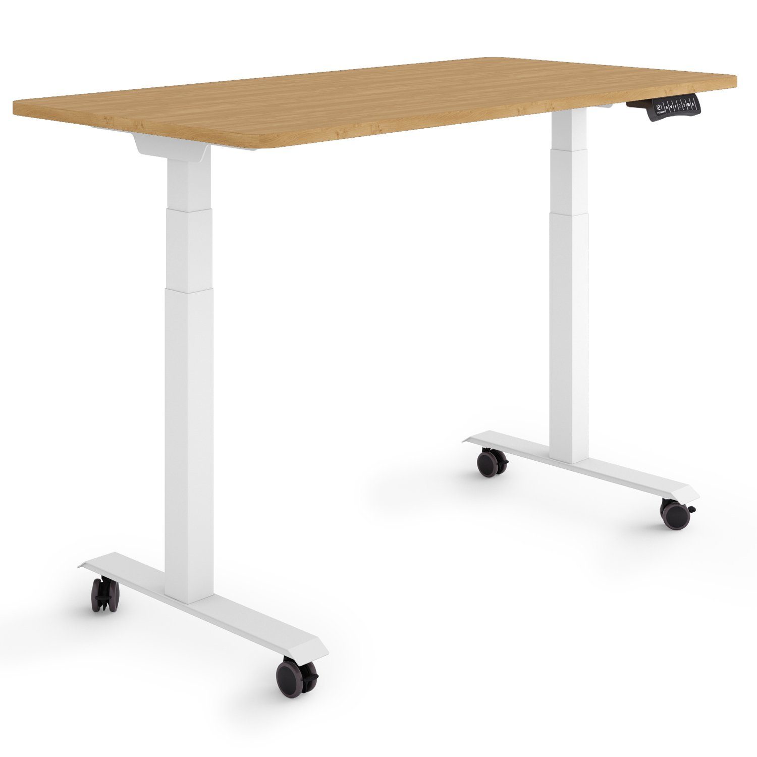 ESMART / 120 Höhe: Rahmen: Germany, Tischplatte: Schreibtisch ESMART 125,5 cm auf 60,5 Rollen cm Bambus - Weiß 60 x