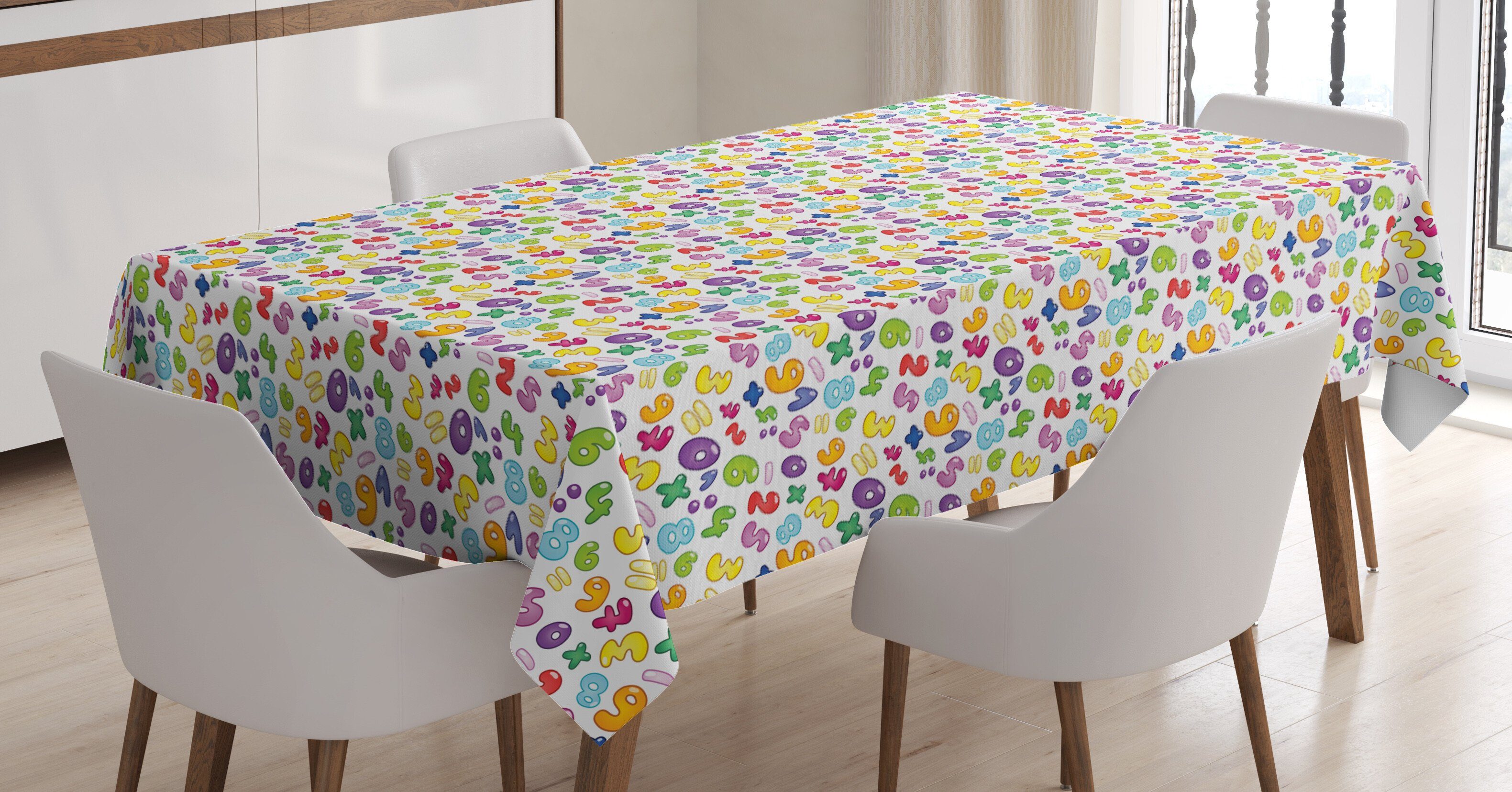 Farben, Abakuhaus Stil Blase geeignet Tischdecke Für Klare Waschbar Bunte den Bereich Zahlen Farbfest Außen