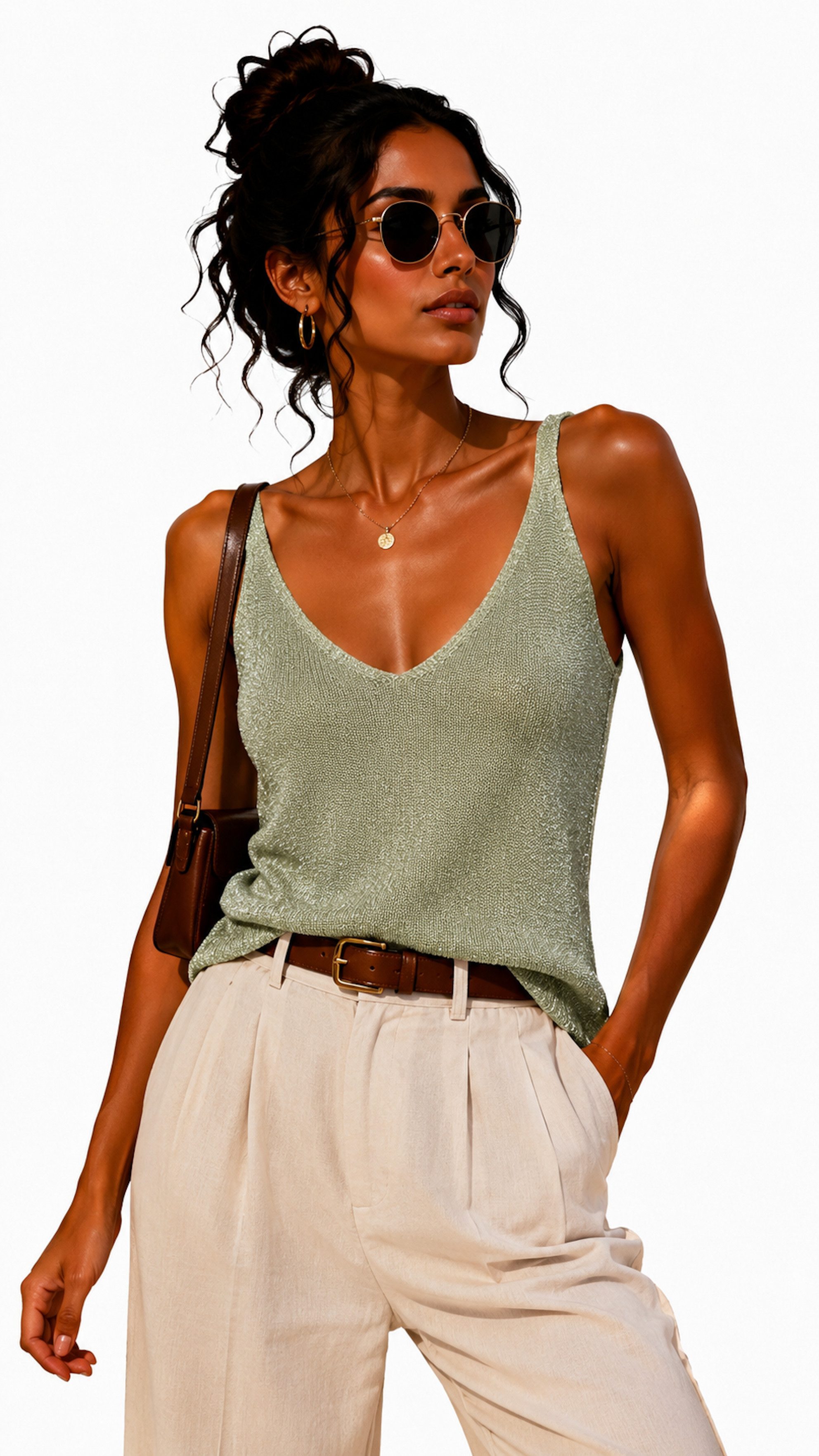 Worldclassca Stricktop Worldclassca Stricktop Ärmellos Basic Leicht Glitzer Tank Top Sommer Neue Kollektion - Stilvolle und gemütliche Sommer Mode für Damen