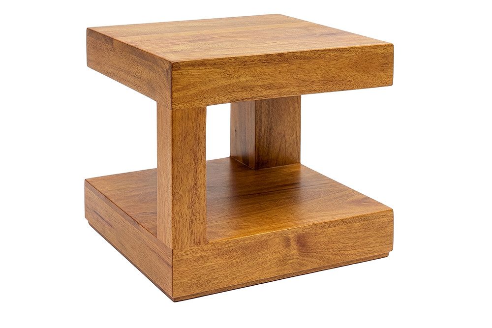 riess-ambiente Couchtisch GIANT 45cm natur - Mangoholz, Massiv, mit Ablagefach, honey finish, Eckiger Beistelltisch - ideal für Wohnzimmer, Schlafzimmer oder Lofts