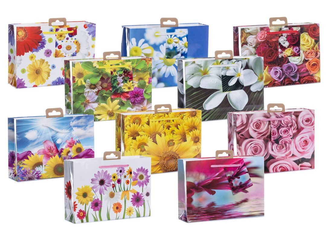 laro Geschenkbox Mini Tragetaschen 10-100 Stk Mini Blumen quer (100 St)