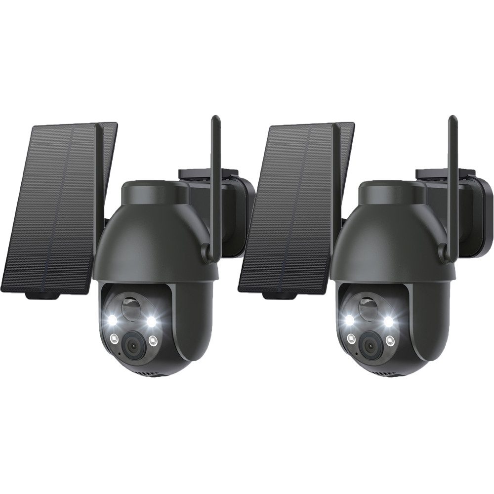 Topcony Überwachungskamera Überwachungskamera Aussen Akku 2K Kamera Überwachung Aussen Solar (Aussen, Außenbereich, Outdoor, 360° WLAN Kamera Outdoor Kabellose Aussenkamera, 2-tlg., mit Farbige Nachtsicht und PIR Bewegungsmelder, 4-fachen Digitalzoom,3 Alarmmodi,4 Bildschirme gleichzeitig anzeigen)