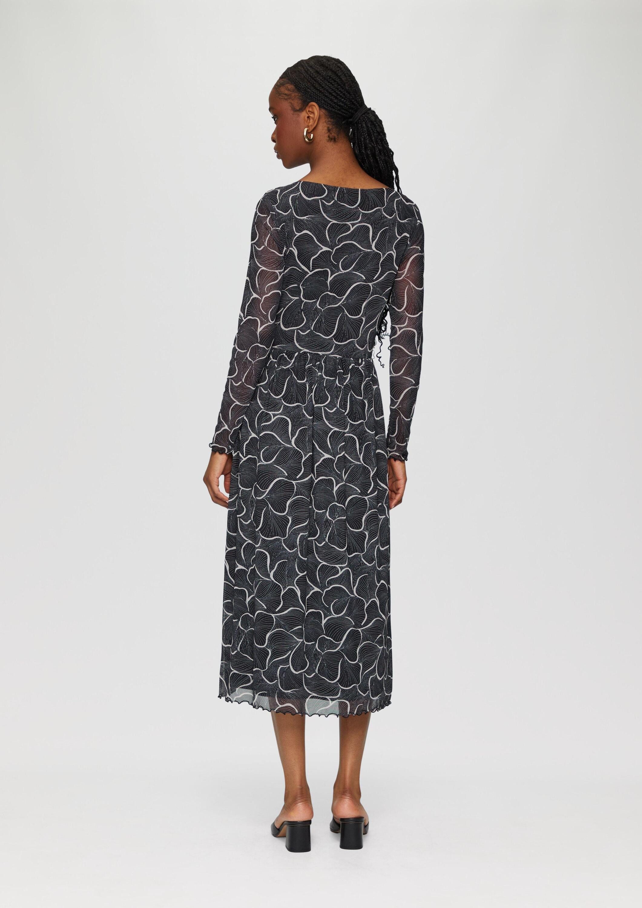s.Oliver Midikleid Kleid Mesh-Kleid mit U-Boot-Ausschnitt