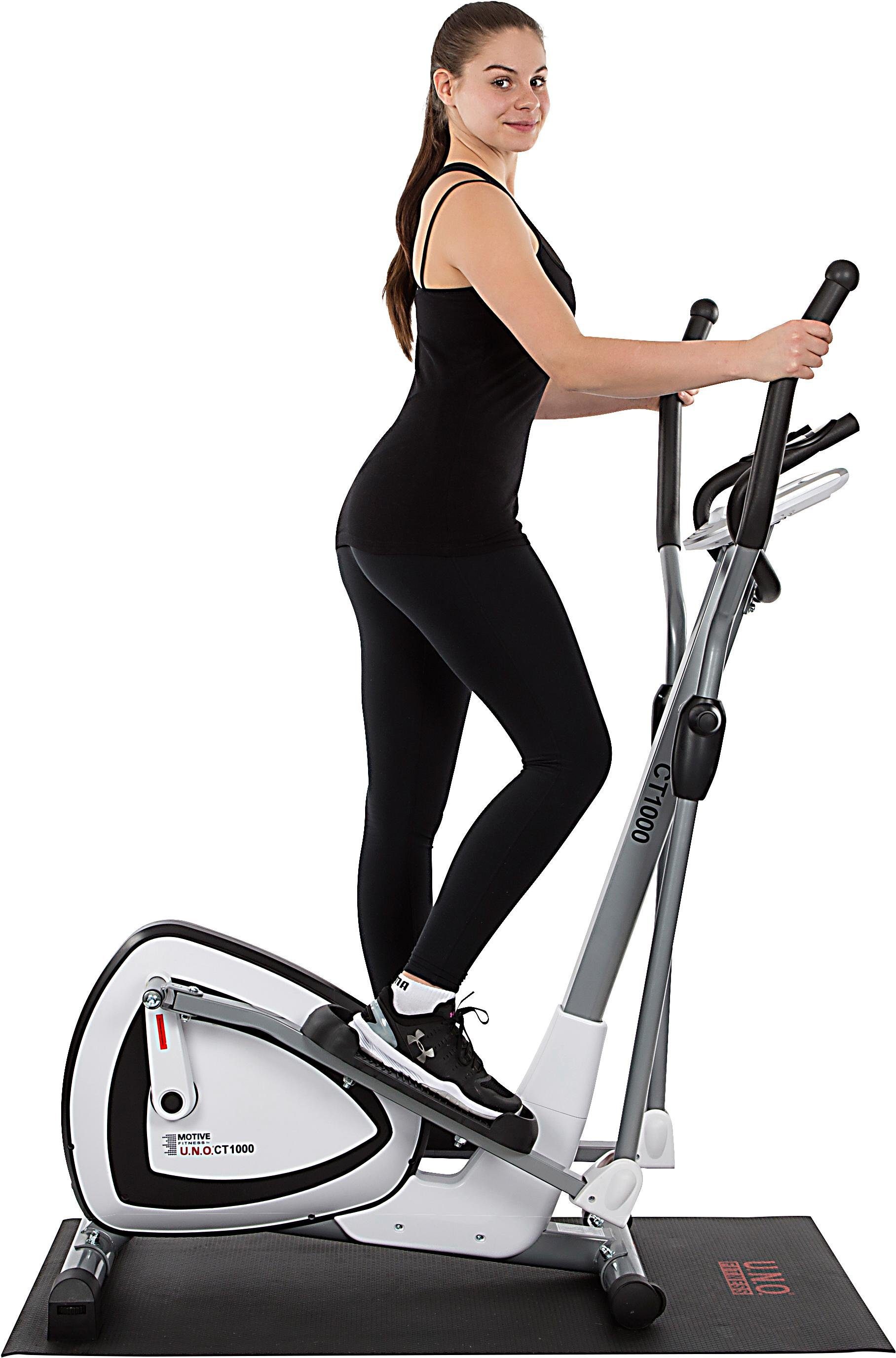 MOTIVE FITNESS by U.N.O. Crosstrainer-Ergometer CT 1000 (mit/ohne Unterlegmatte) (Fitnessgerät), 120 kg max. Benutzergewicht, 24 Widerstandsstufen