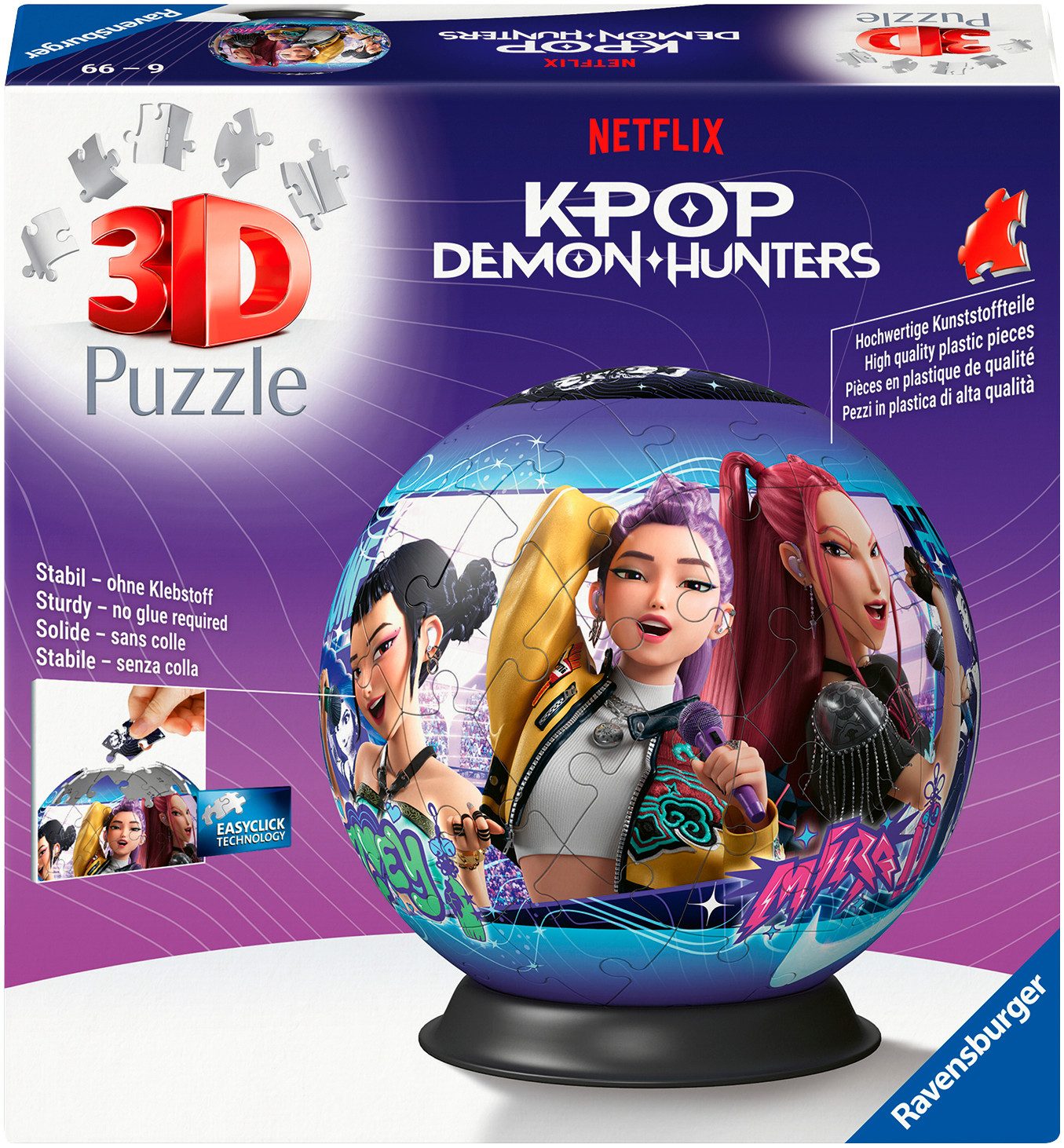 Ravensburger Puzzleball K-Pop Demon Hunters, 72 Puzzleteile, Made in Europe
