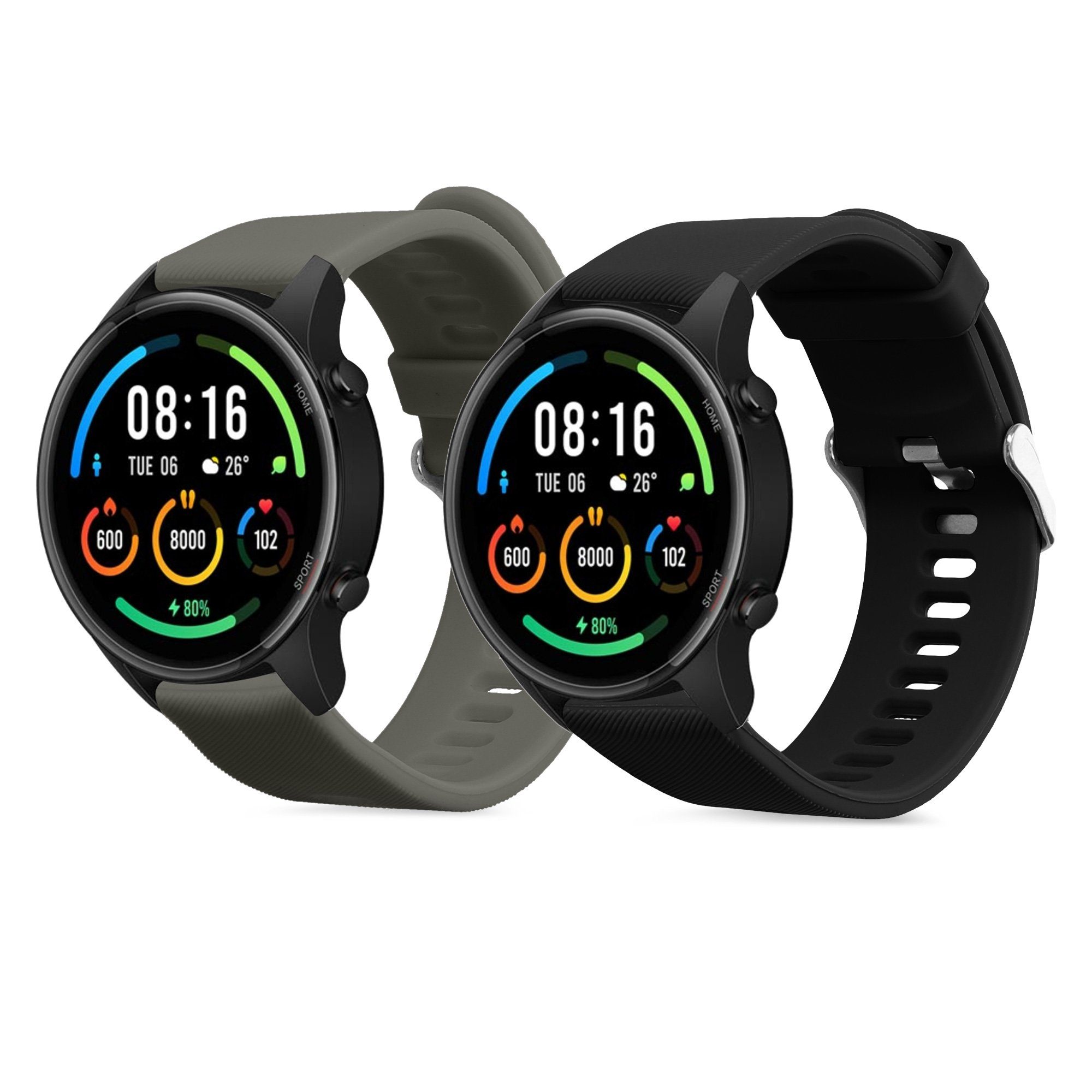 kwmobile 2x Uhrenarmband für Xiaomi Mi Watch / Mi Watch Color Sport Armband Smartwatch, 2-tlg., Fitnesstracker Band Set aus TPU Silikon - Ersatzarmband Smartwatch