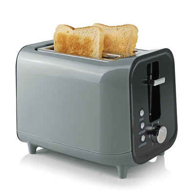GOURMETmaxx Toaster Grau mit Brötchenaufsatz und Krümelschublade, für 2 Scheiben, 800 W, Auftau-, Aufback- & Stoppfunktion, 6 Bräunungsstufen