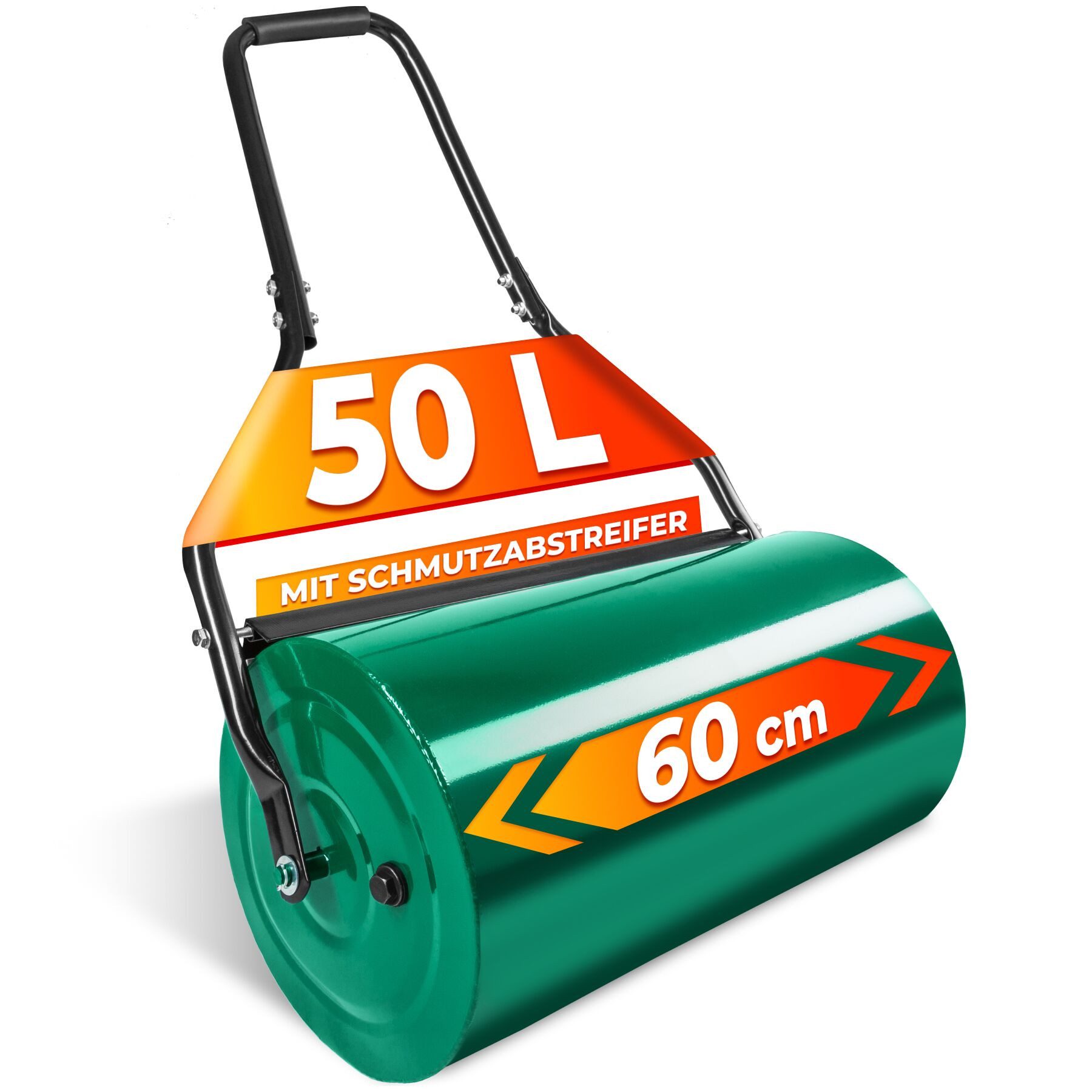 tectake Rasenwalze Gartenrolle, 60 cm Arbeitsbreite, Ø 31 cm, mit 50 l Füllvolumen, 60,00 cm, Gartenwalze, in grün,mit praktischem Schmutzabweiser und komfortabel gepolstertem Handgriff