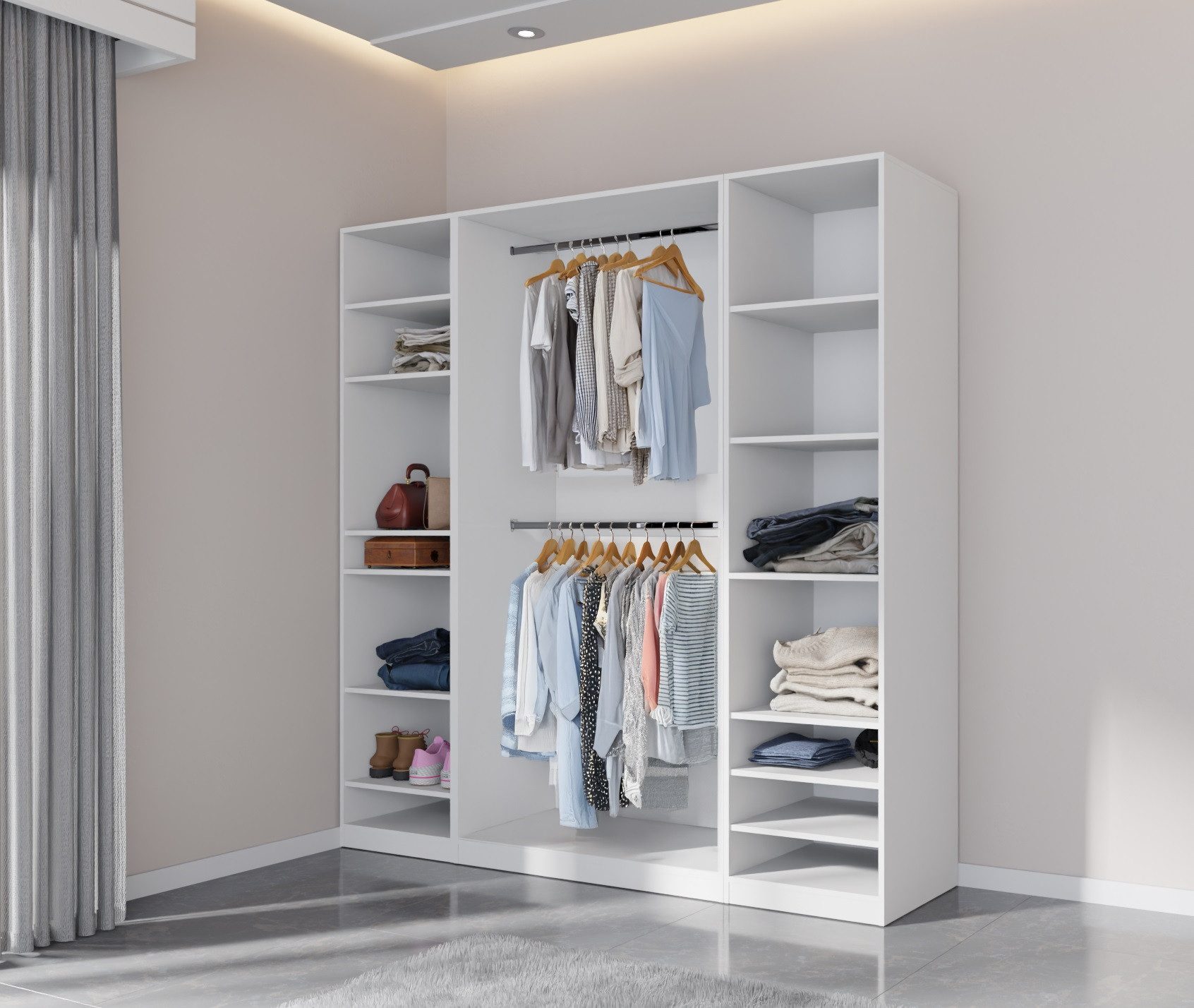 Marmex Möbel Garderobenschrank TRES SET G/B offener Kleiderschrank mit Kleiderstangen und Stauraum (3-St) – Bild 5 von 5