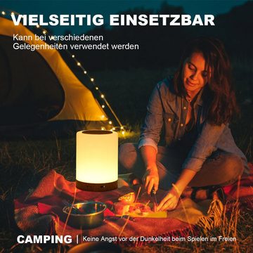 LETGOSPT LED Nachtlicht LED Nachttischlampe Touch Dimmbar Tischlampe mit 10 Farben und 4 Modi, LED fest integriert, bunt, Holzmaserung Nachtlicht USB Aufladbar, für Schlafzimmer Wohnzimmer