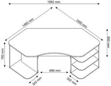 Homexperts Gamingtisch Tron, passend für drei 28" Monitore