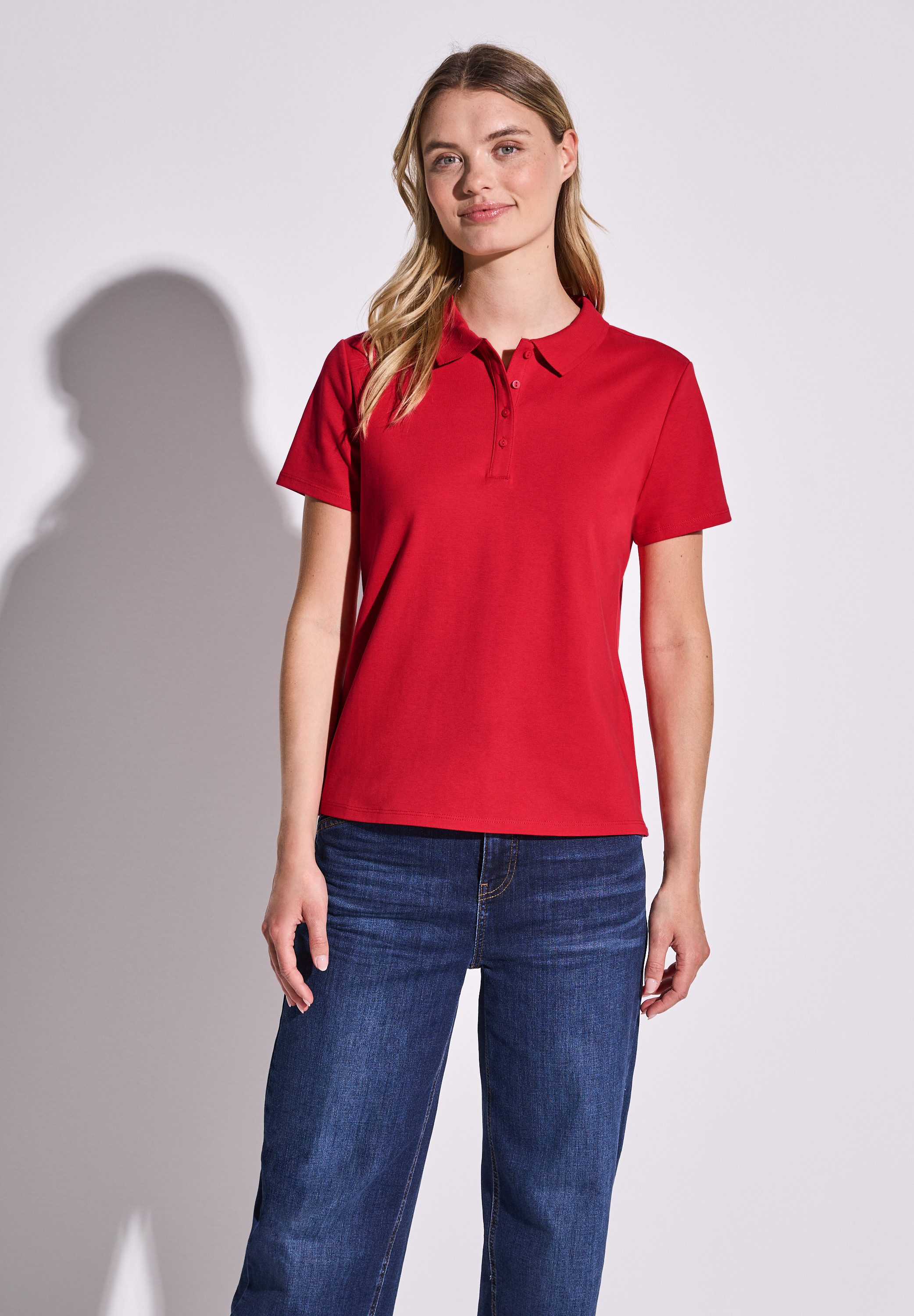 STREET ONE Poloshirt aus Baumwolle mit Stretchante günstig online kaufen