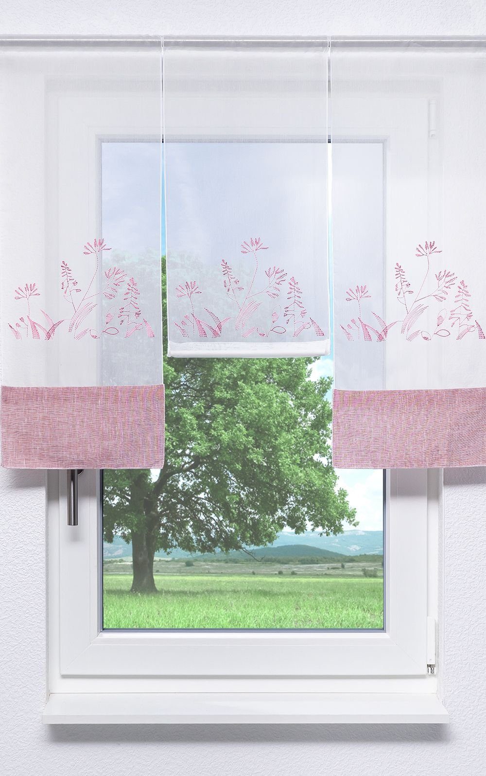 FLV HxB Scheibenhänger LYSEL®, Mini (1 St), Scheibengardine transparent, Laprida, 80x30cm SET