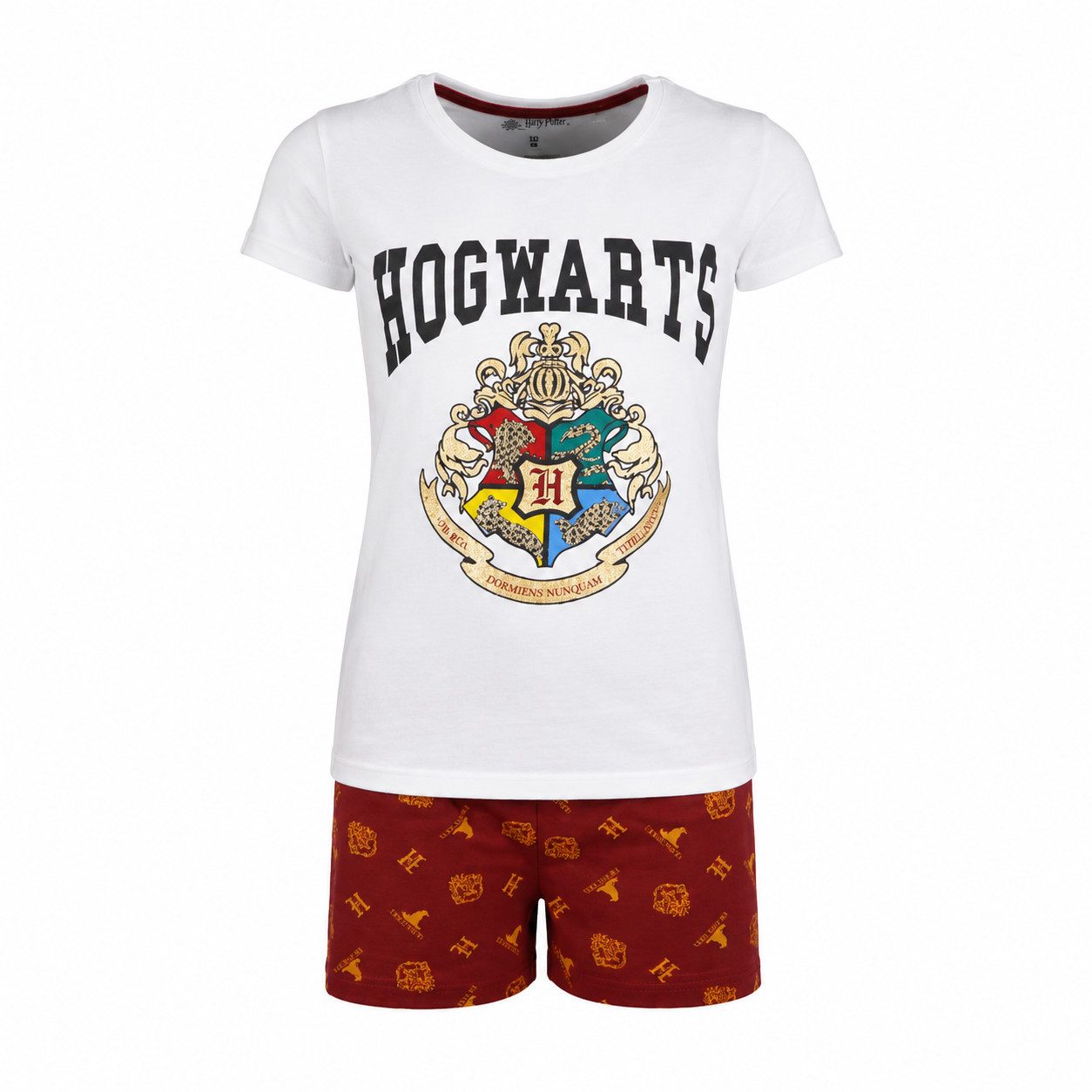 Harry Potter Schlafanzug Harry Potter Hogwarts Scool Mädchen kurzarm Pyjama Gr. 134 bis 164, 100% Baumwolle