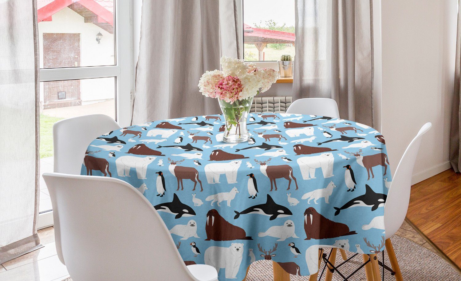 Küche Esszimmer Dekoration, Kreis Abdeckung Nordpol für Abakuhaus Arctic Wasser Tiere im Tischdecke Tischdecke