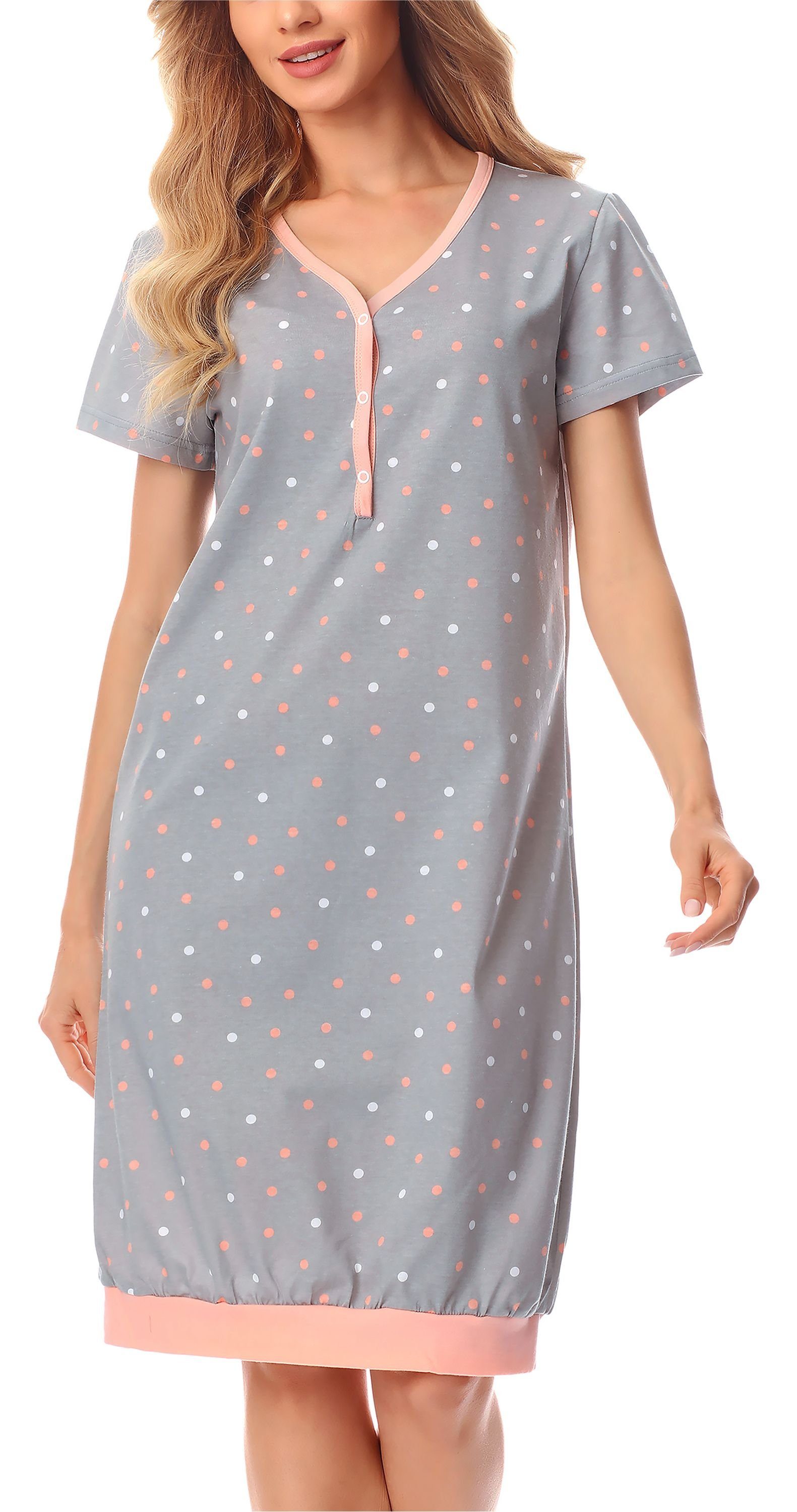 Style Merry Grau/Punkten Nachthemd Nachthemd (1-tlg) MS10-183 Damen