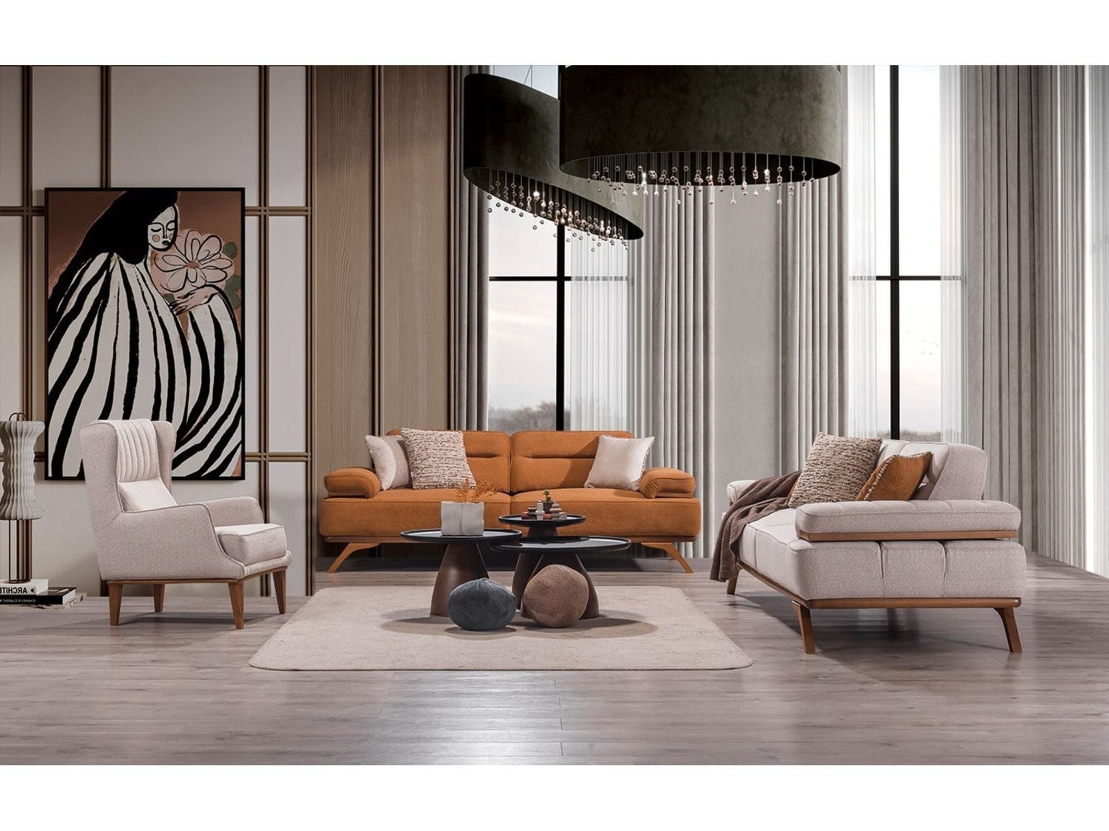 Villa Möbel Polstergarnitur Dora-H, (Sofa Set, Set besteht aus: 3 Sitzer+3 günstig online kaufen