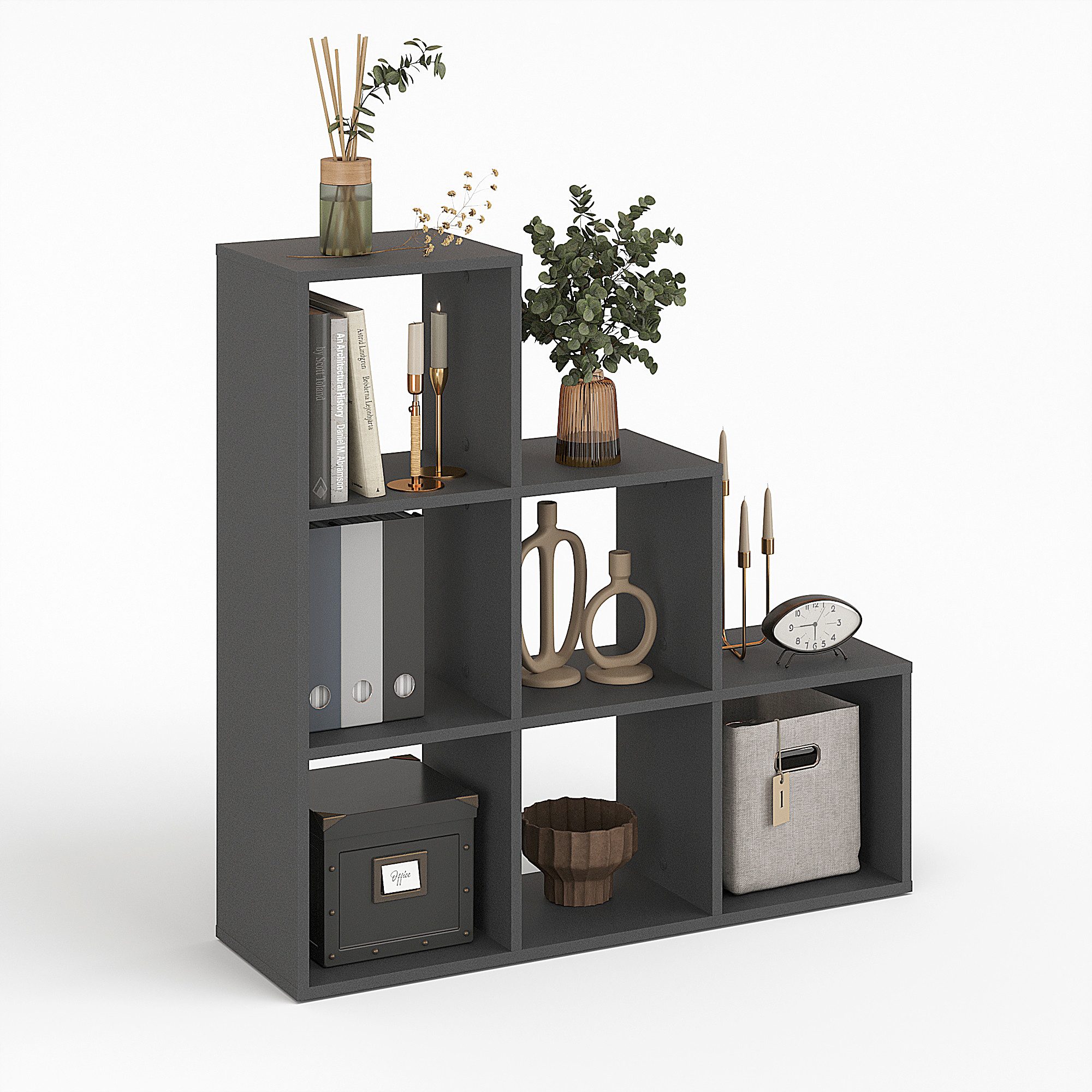 KOMTO Bücherregal Vexo Treppenregal Stufenregal - Raumteiler Regal mit 6 Fä günstig online kaufen