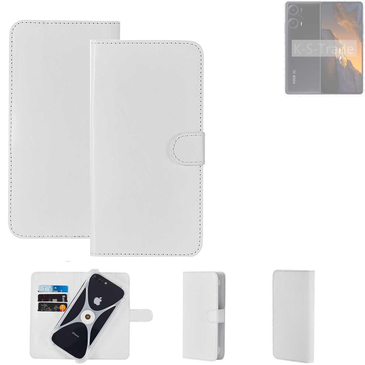 K-S-Trade Handyhülle für POCO F5, Handy Hülle Schutz Hülle Cover Case Bookstyle Bumper weiß 1x