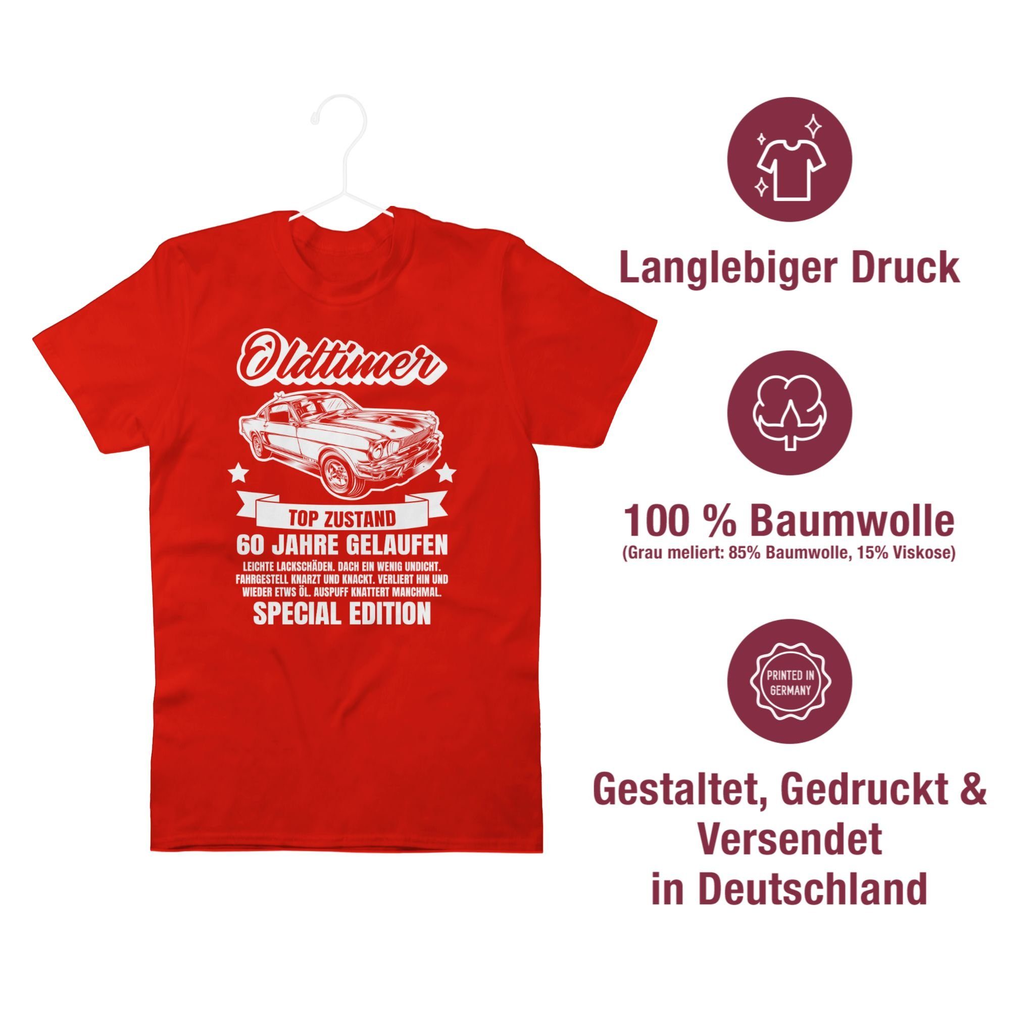 Shirtracer T-Shirt Oldtimer 60 Jahre 01 Rot 60. Geburtstag