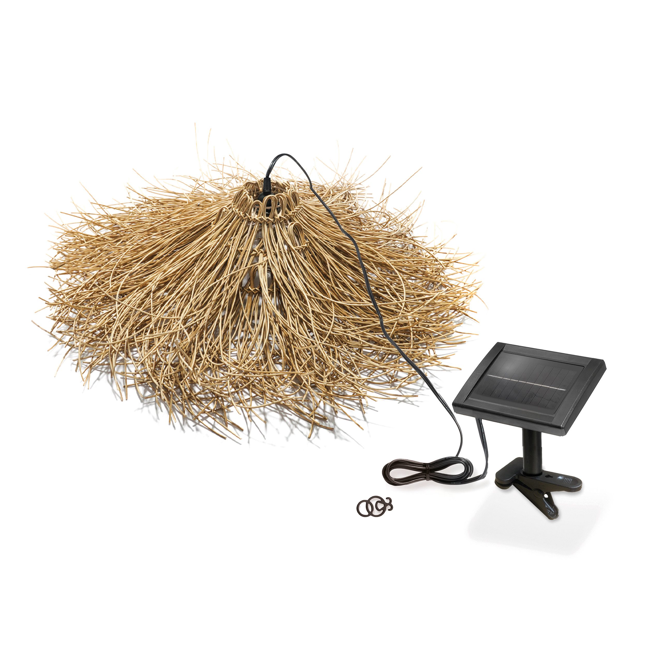 esotec LED Gartenleuchte Boho Solarleuchte Alexandria, Polyrattan 2800K warmweiß 60x20cm 102251, Automatisch EIN/AUS, LED fest integriert, 2800K warmweiß, Polyrattan-Design und wechselbare retro LED Glühbirne