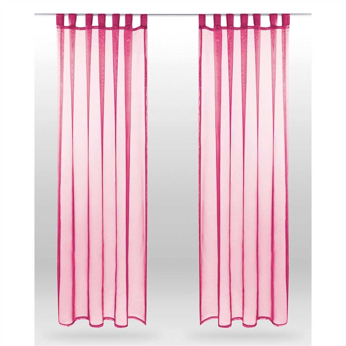 Vorhang, Bestlivings, Schlaufen (2 St), transparent, Voile, Gardinenset "Transparent", 2 Schlaufenschals Pink