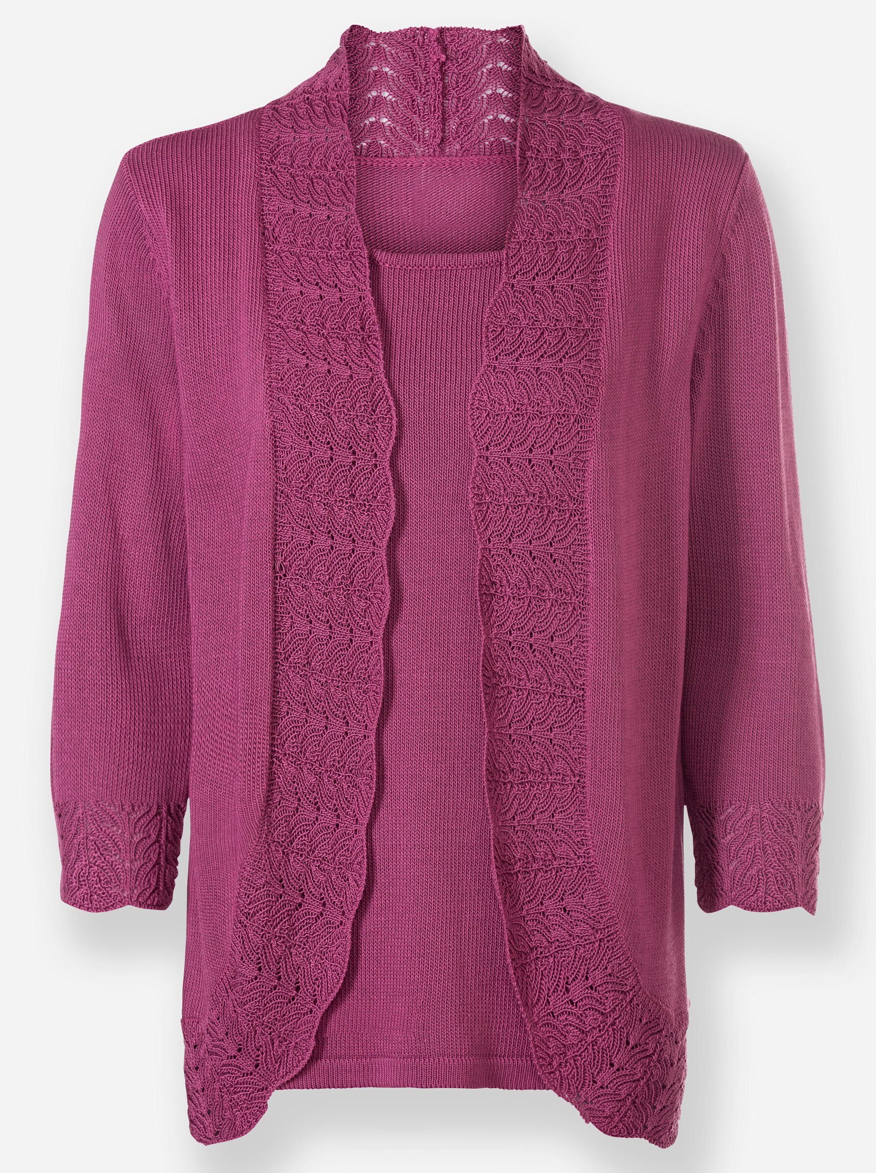 Strickpullover Pullover 3/4-Arm Jersey, Ajour, Zopfmuster