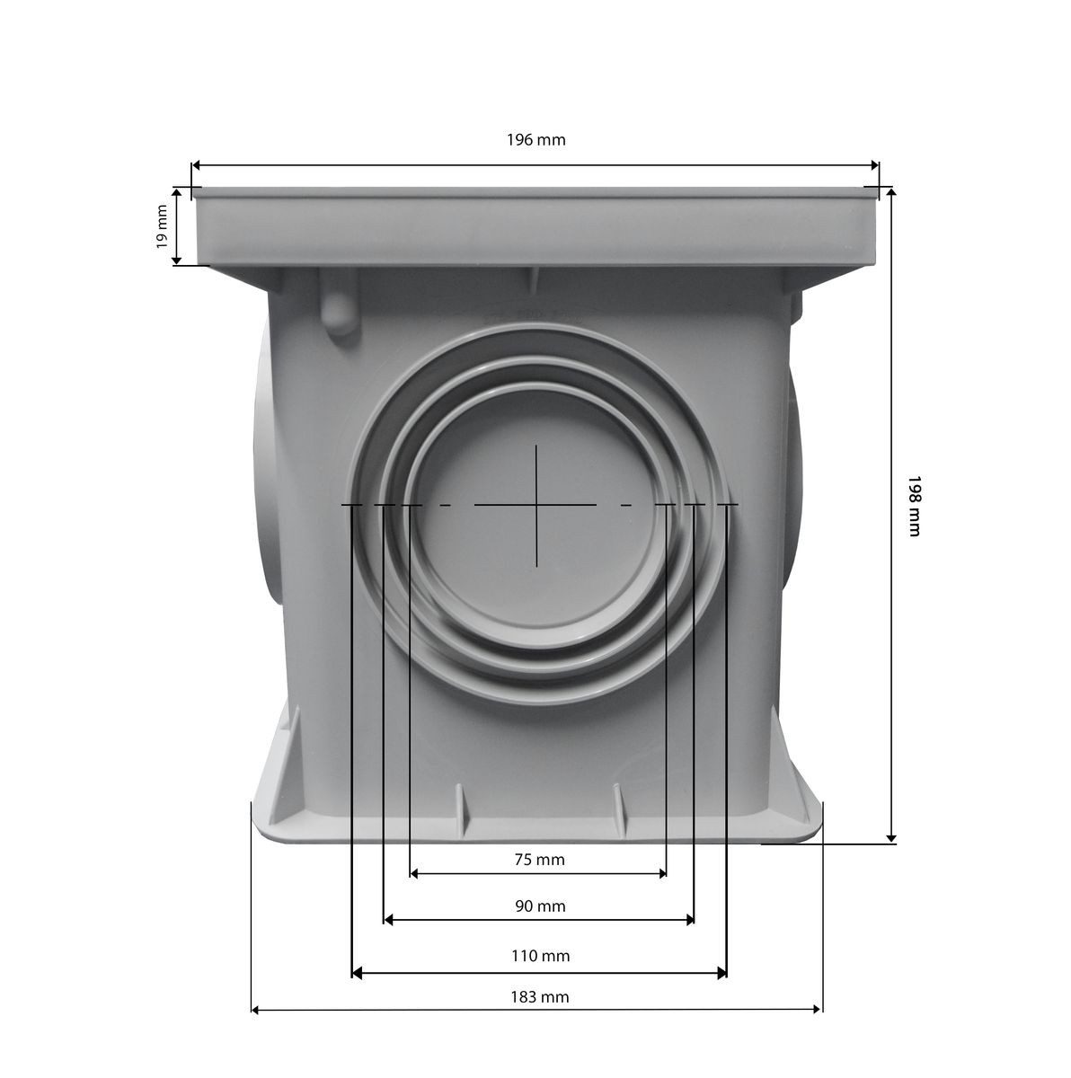 Marley Deutschland GmbH Erdschacht 200x200mm Einlaufschacht ohne Boden + Schachtdeckel, 20x20x20 cm, 2-St., laugen- und säurebeständig, begehbar