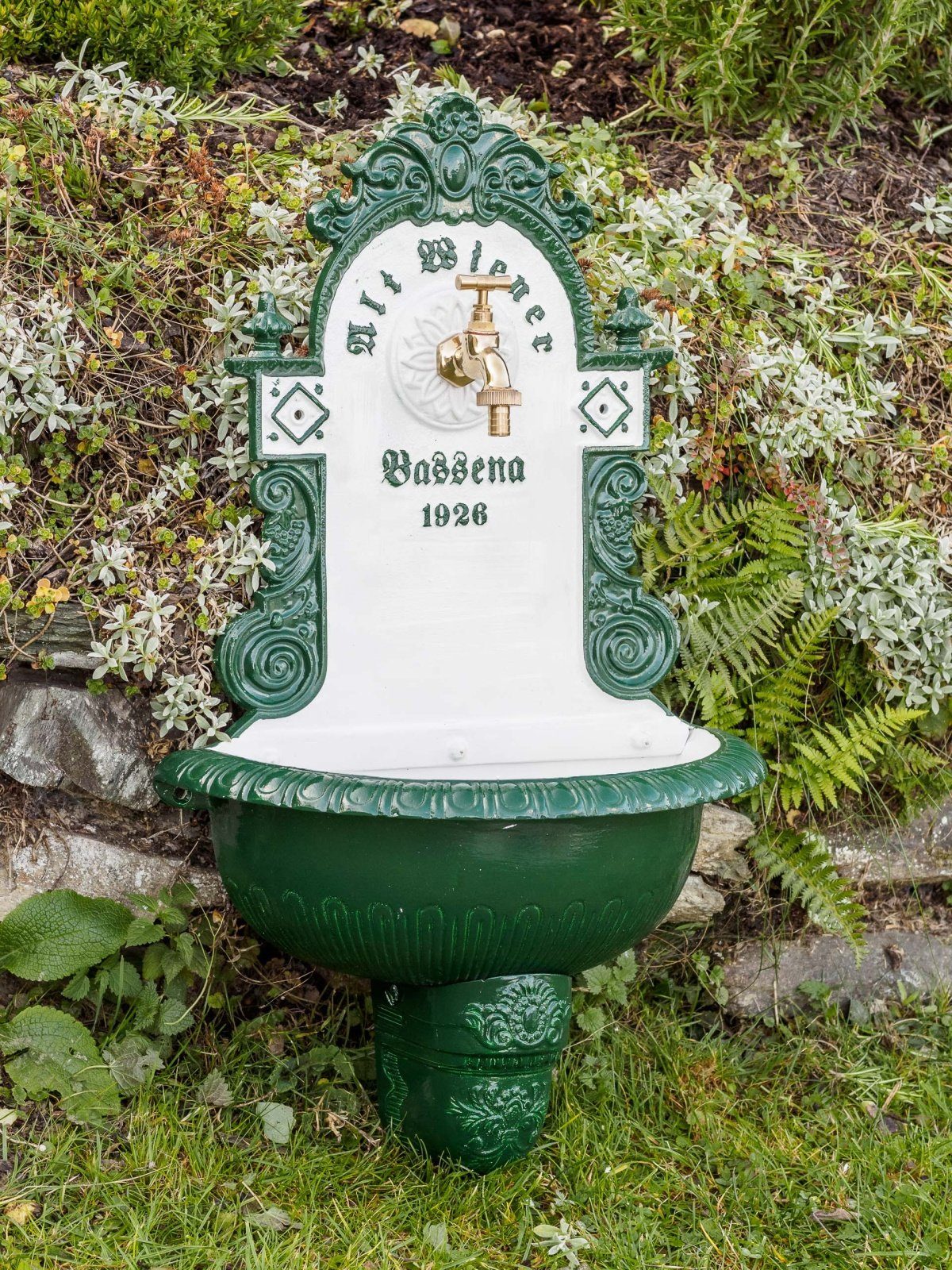 Brunnen Wandbrunnen im Antikstil Aubaho 71,5cm Gartenbrunnen Aluminium fountain Waschbecken