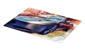 Posterlounge Wandfolie Editors Choice, Sportwagen mit spiegelnder Oberfläche, Malerei