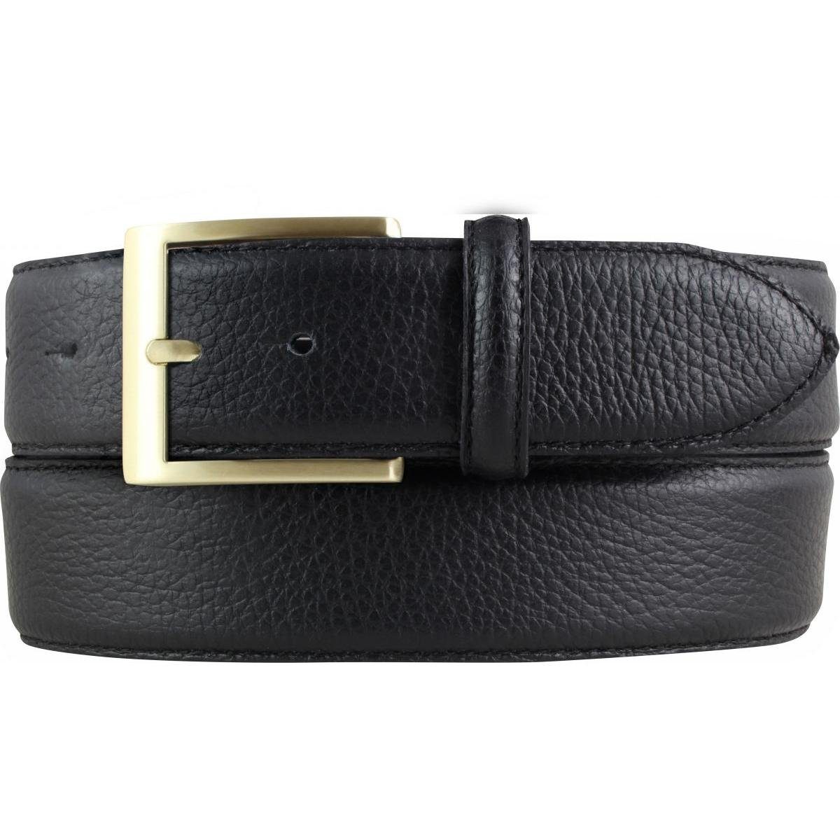 Ledergürtel Herren-Gürtel aus gemasertem Leder mit Steppnaht 4 cm - Hochwertiger L