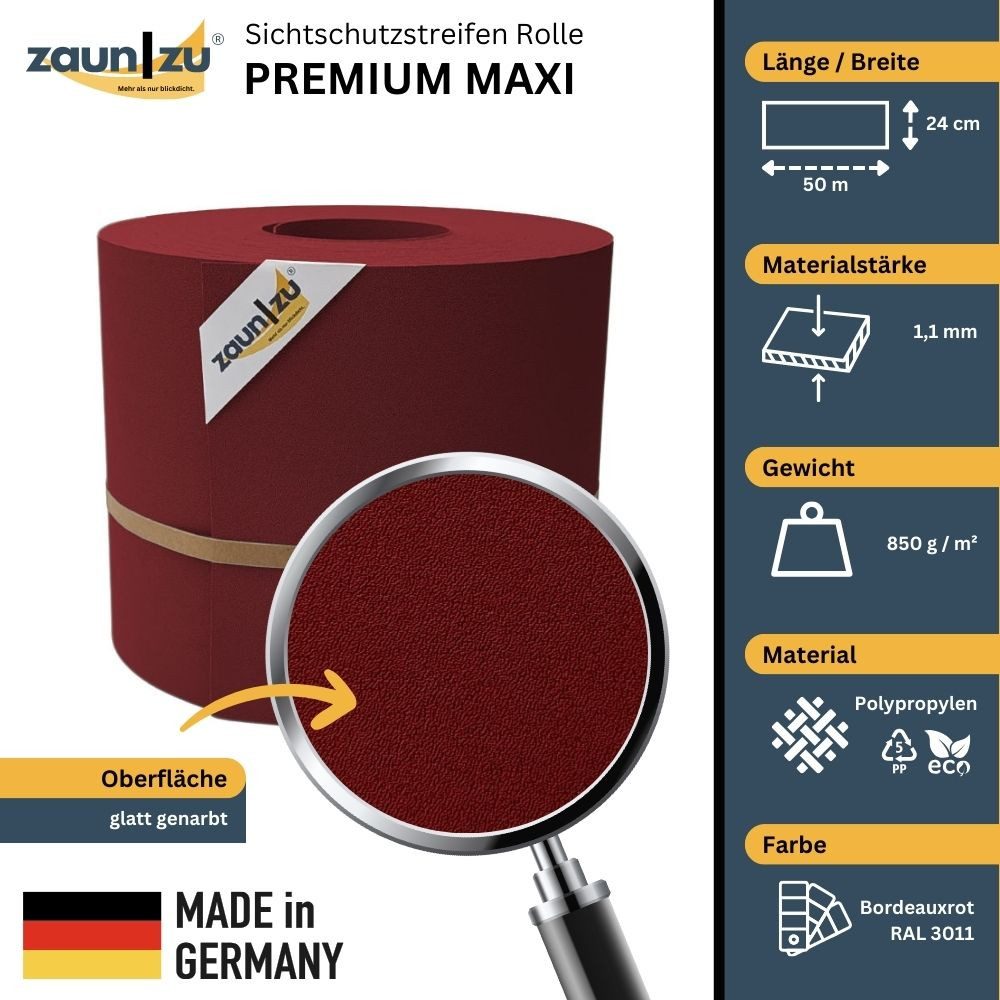 zaunzu Sichtschutzstreifen Premium Maxi für Doppelstabmatten günstig online kaufen