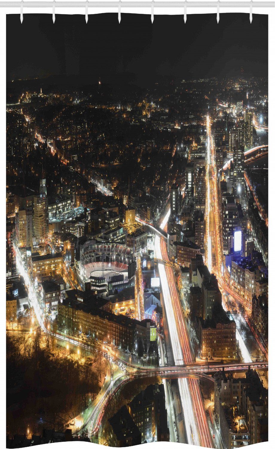 Abakuhaus Duschvorhang Badezimmer Deko Set Aus Stoff Mit Haken Breite 120 Cm Hohe 180 Cm Fenway Park Skyline Bei Nacht Stadt Online Kaufen Otto