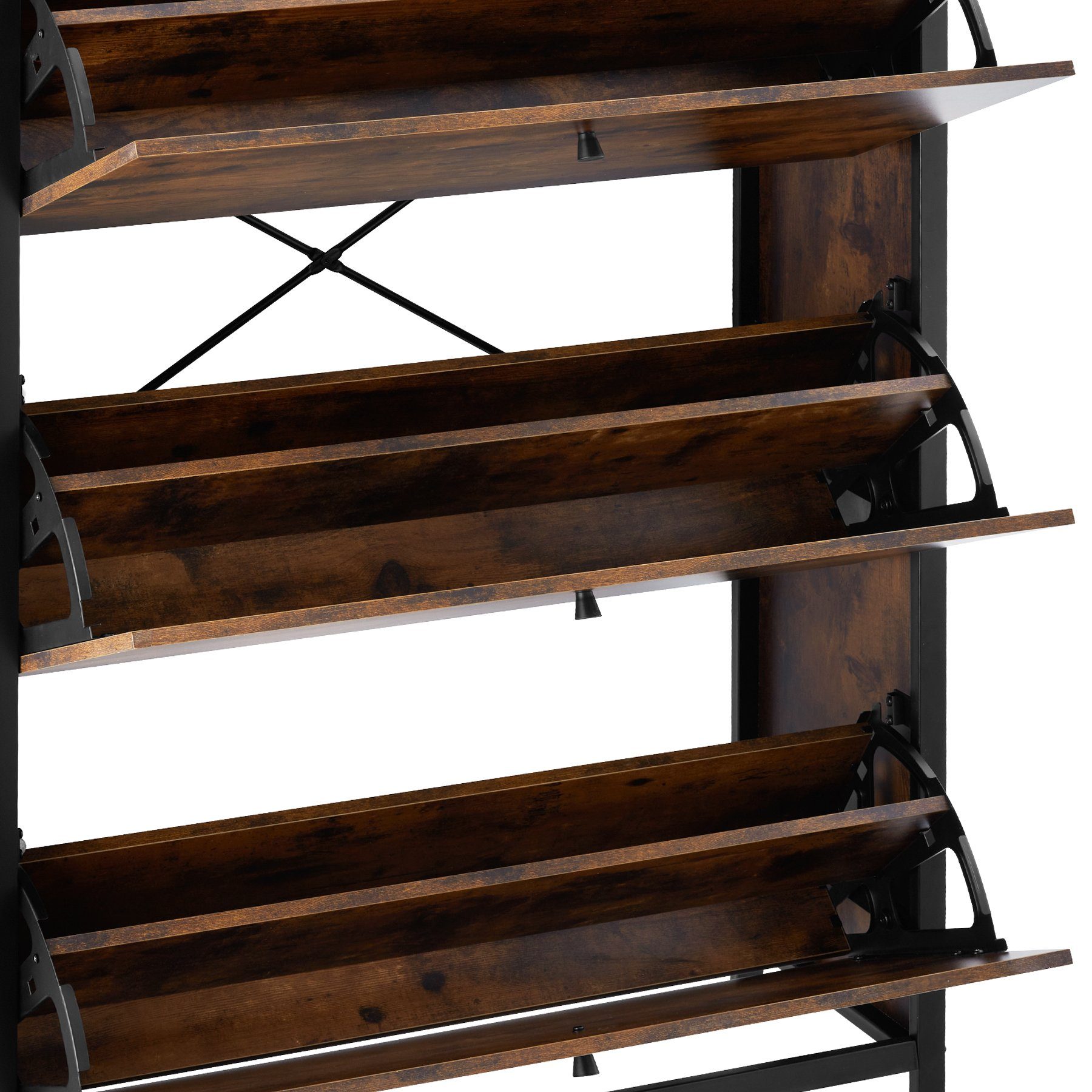 tectake Schuhschrank 1-St., Holz rustikal dunkel, Industrial Buffalo inkl. (Komplettset, Schlüssel)