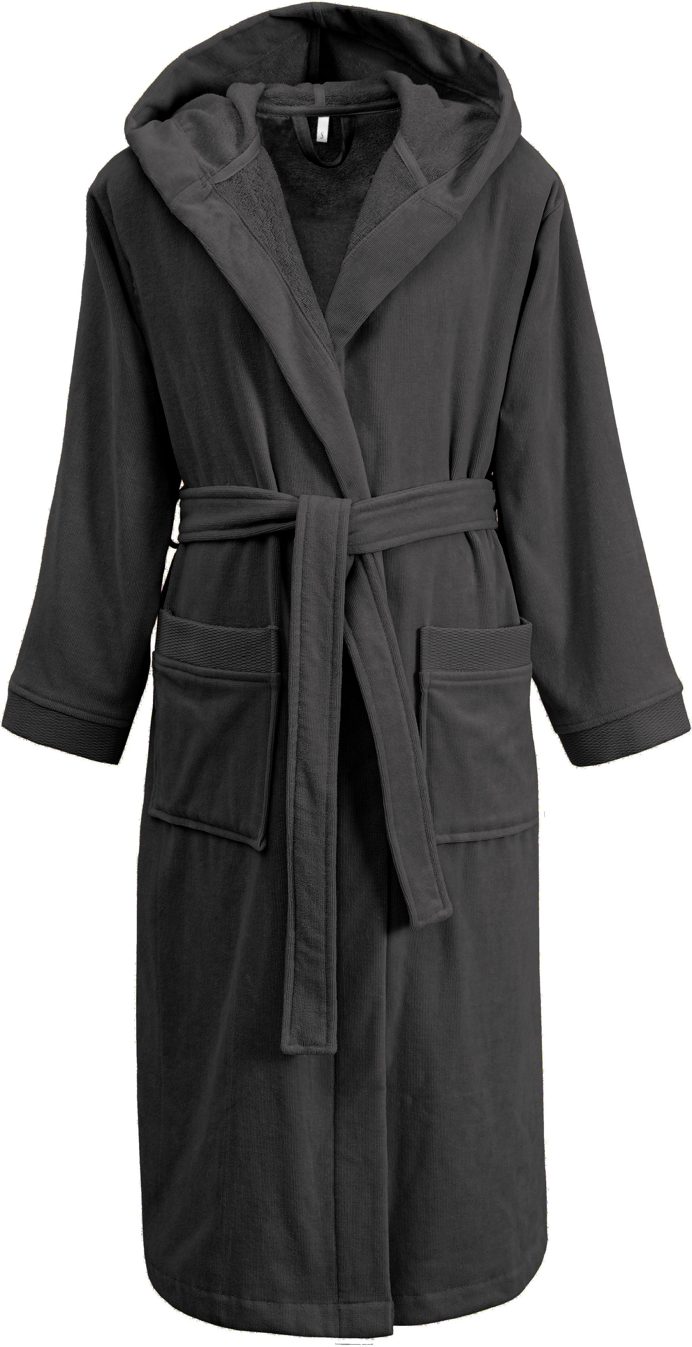 OTTO home Unisex-Bademantel Fenya, 330 g/m², Premium, Hotelbademantel, Morgenmantel, Sauna & Spa, Langform, Veloursfrottier, Kapuze, Gürtel, Reißverschlusstaschen, weich mit GRATIS-Zugabe: 1x Duschtuch 70x140 cm
