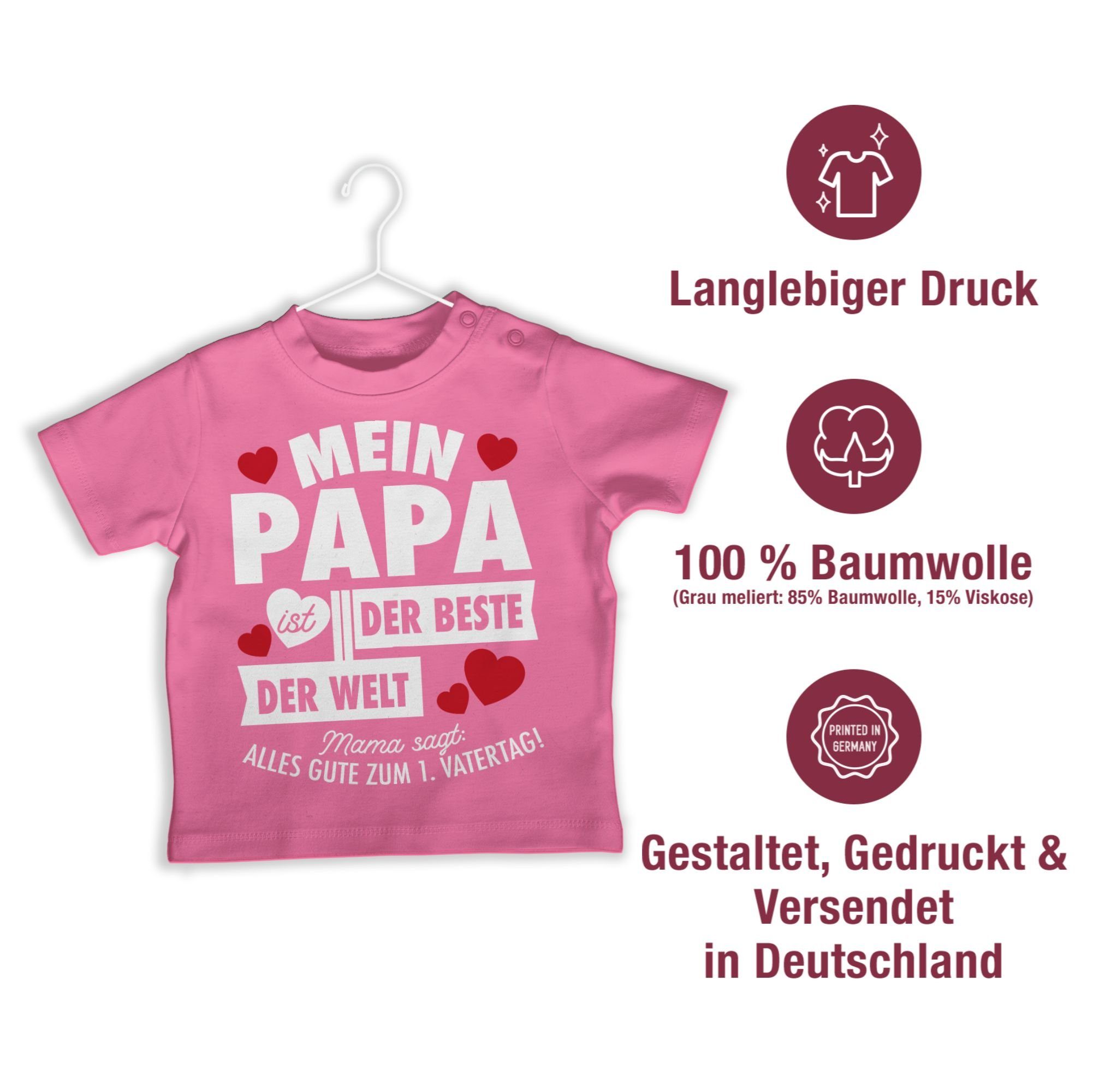 Vatertag Beste Mein 2 - Geschenk der ist Shirtracer weiß Pink Baby Papa Welt der T-Shirt