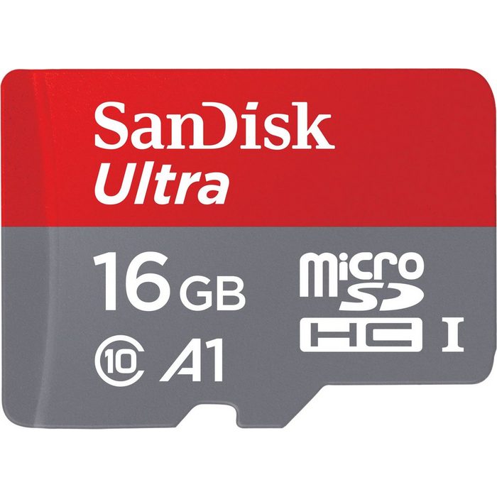 Sandisk microSDHC Ultra 16GB (A1 / UHS-I / Cl.10 / 98MB/s) + Adapter Speicherkarte (16 GB Class 10 98 MB/s Lesegeschwindigkeit)
