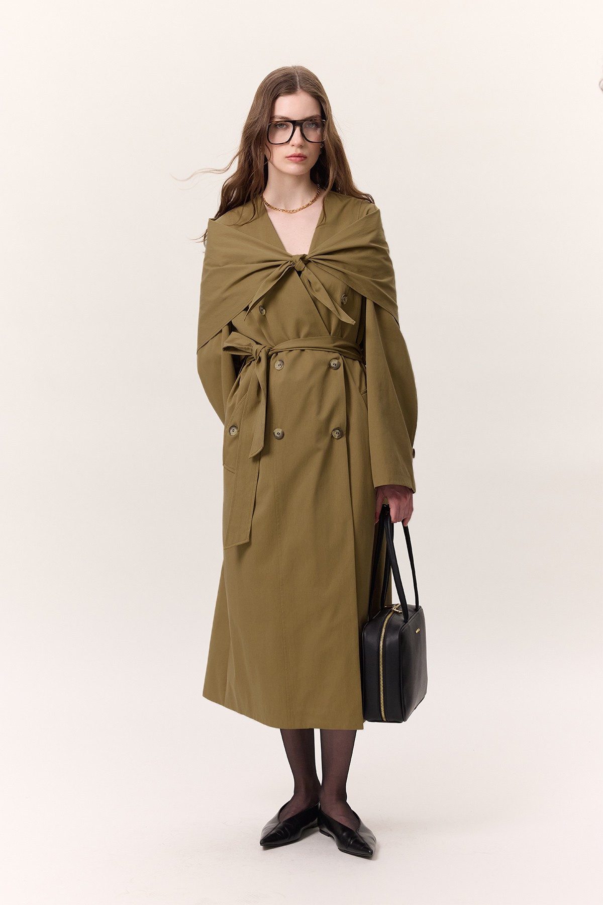 MANUKA Trenchcoat CREME-TRENCH-COAT MIT SCHAL-DETAIL-DESIGN.